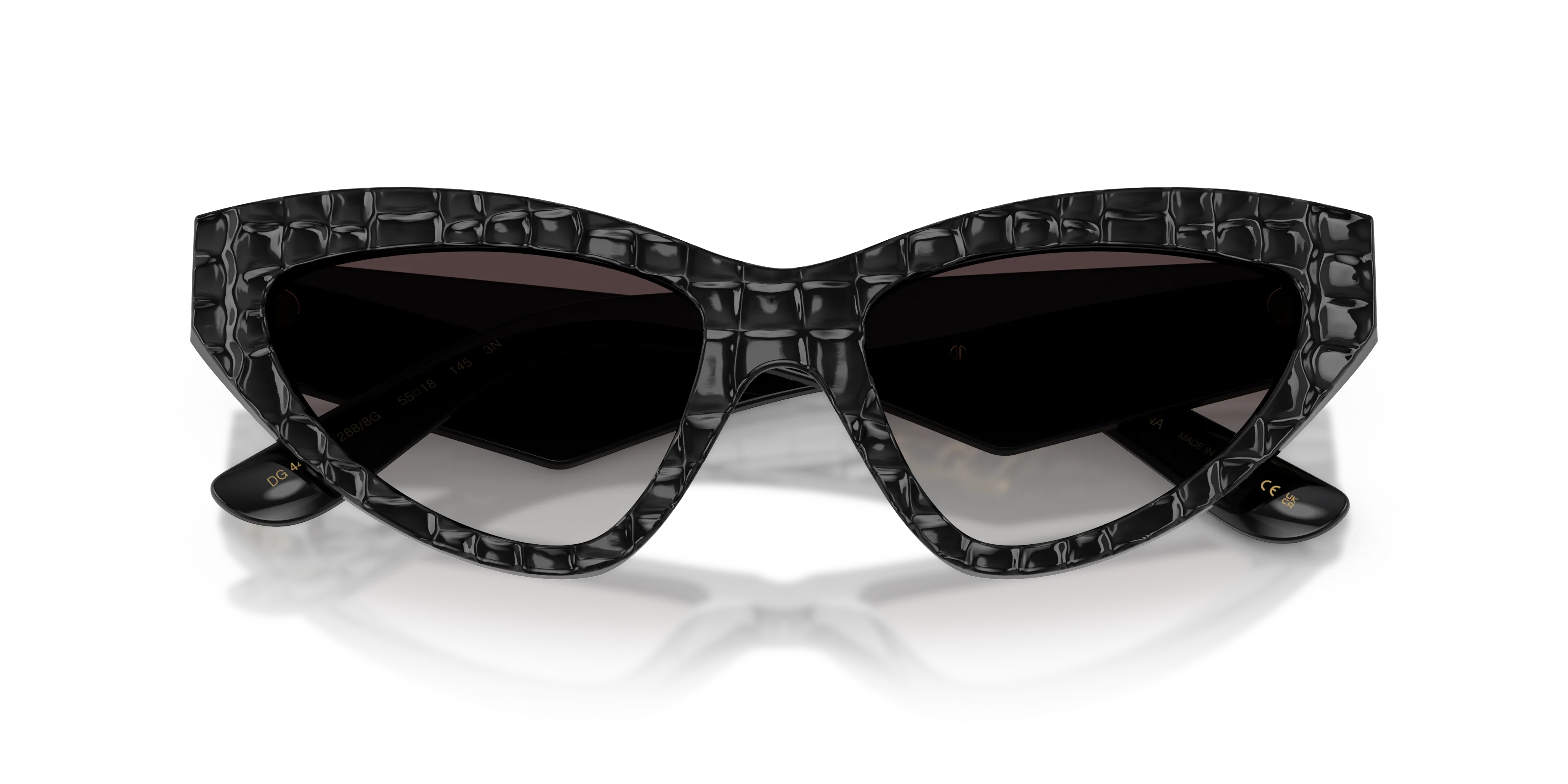 Dolce & Gabbana DG4439 32888G Occhiali da sole Acetato Nero Grigio Cat Eye Normale Sfumato - immagine 2