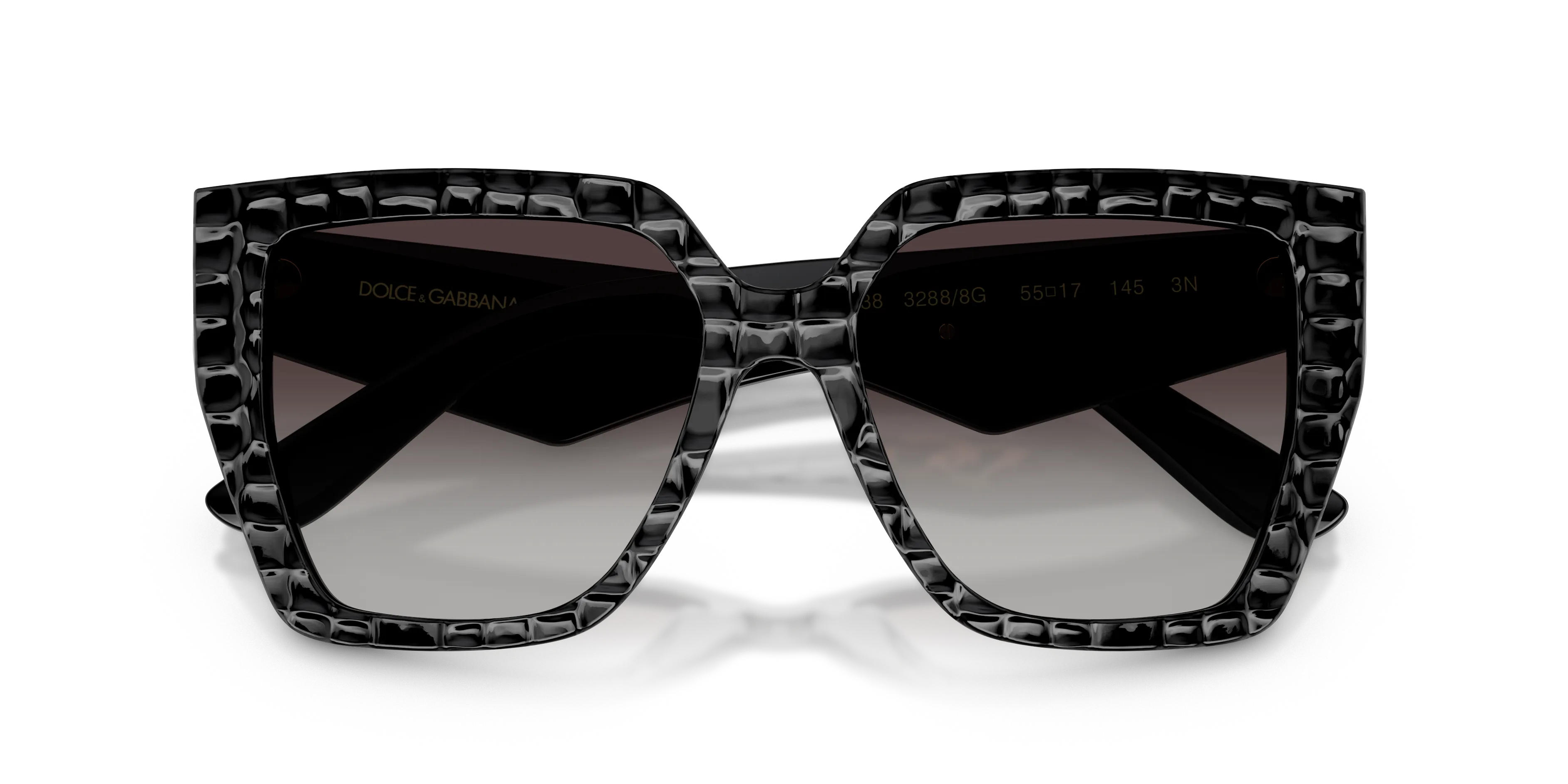 Dolce & Gabbana DG4438 32888G Occhiali da sole Acetato Nero Grigio Squadrata Normale Sfumato - immagine 2