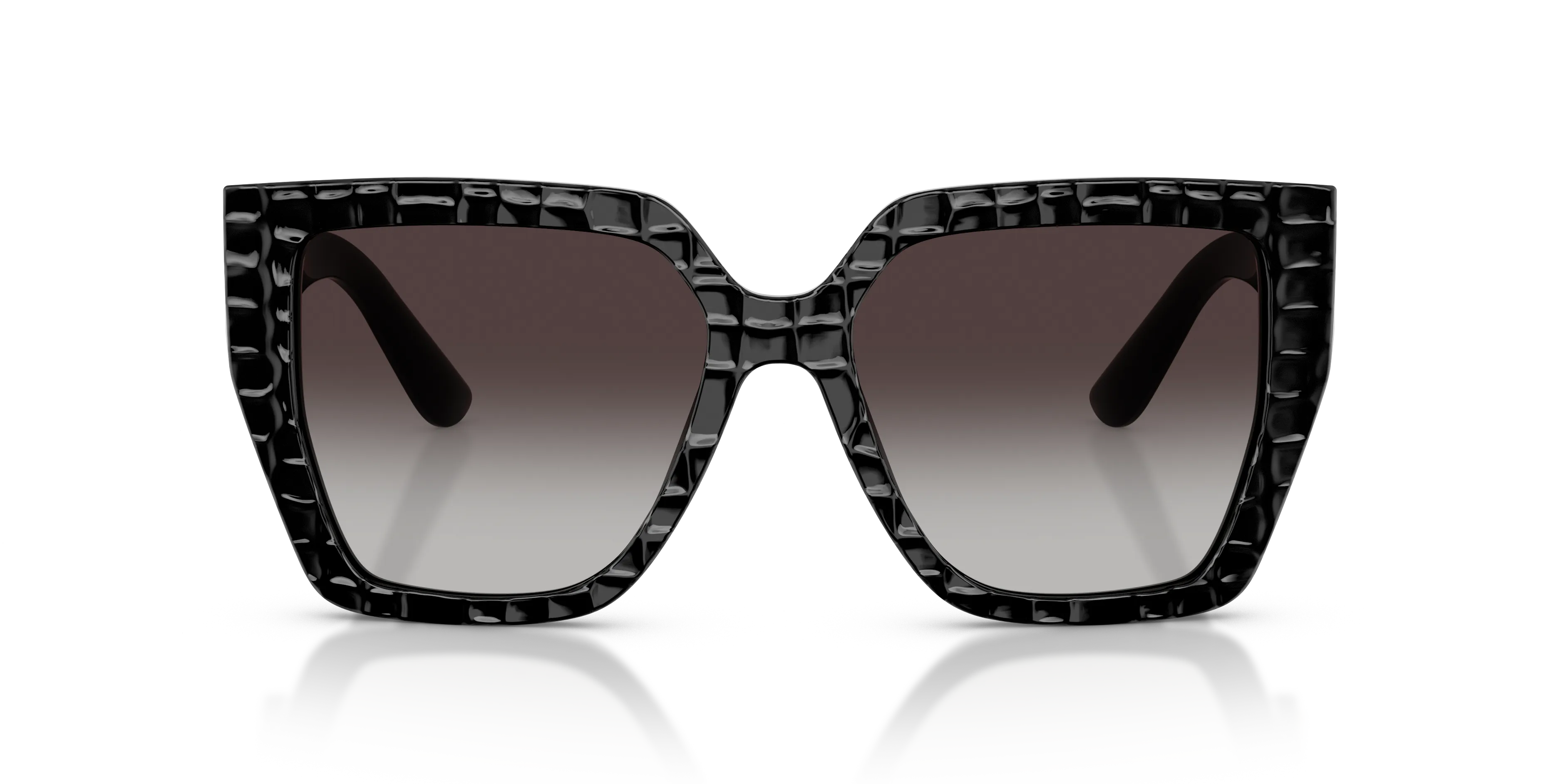 Dolce & Gabbana DG4438 32888G Occhiali da sole Acetato Nero Grigio Squadrata Normale Sfumato - immagine 3