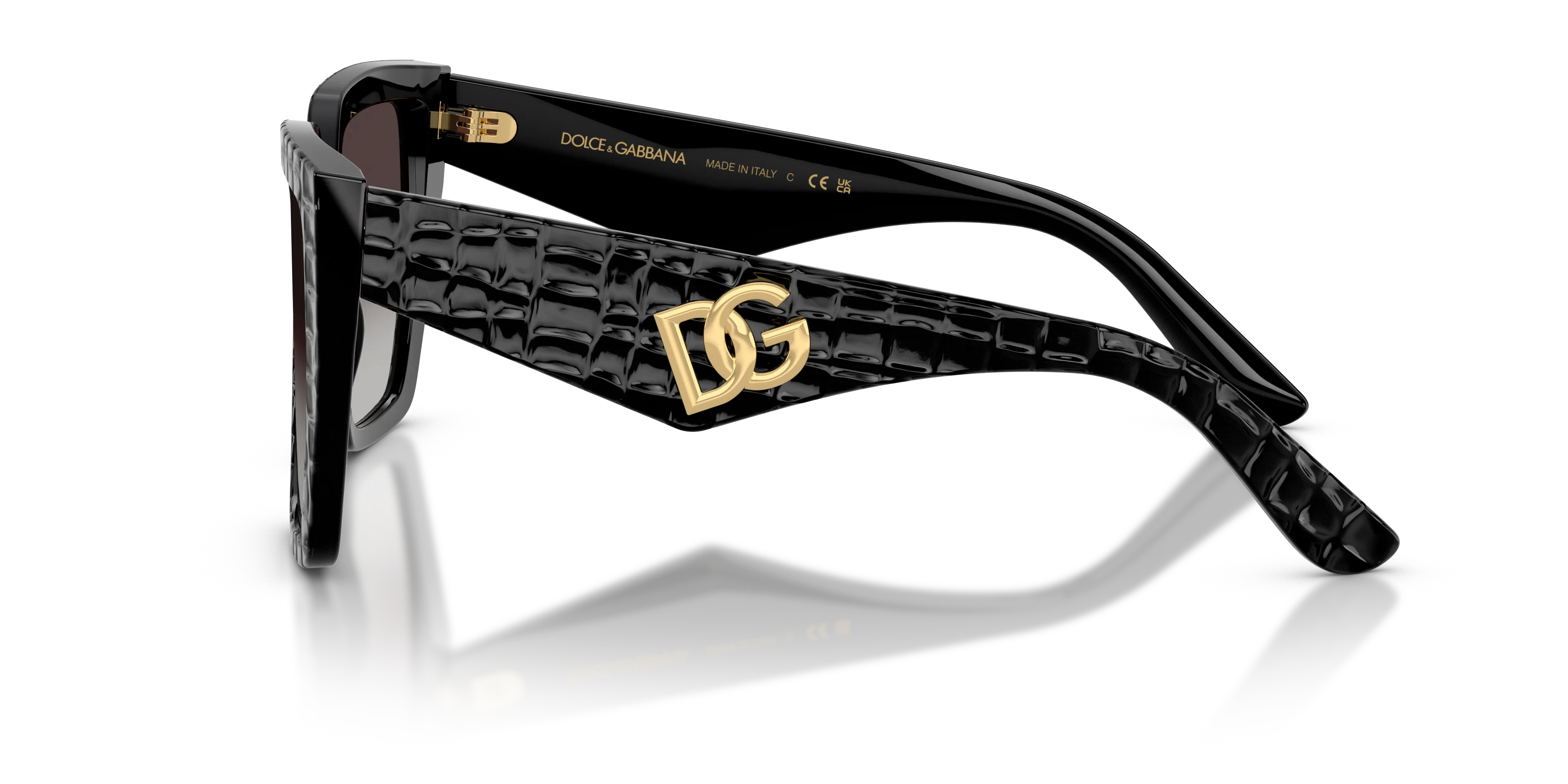 Dolce & Gabbana DG4438 32888G Occhiali da sole Acetato Nero Grigio Squadrata Normale Sfumato - immagine 4