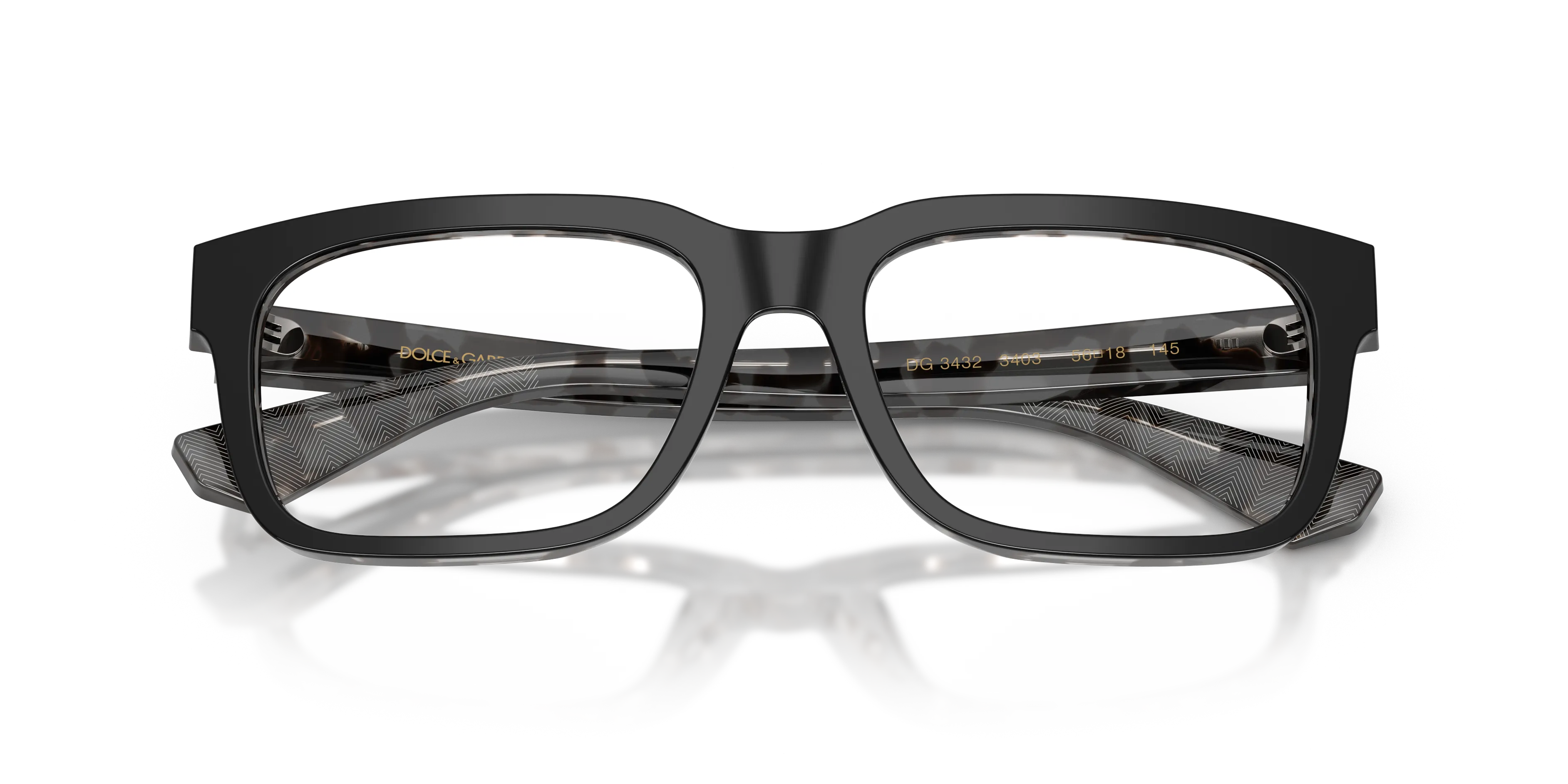 Dolce & Gabbana DG3432 3403 Montature da vista Acetato Nero Squadrata Normale - immagine 2