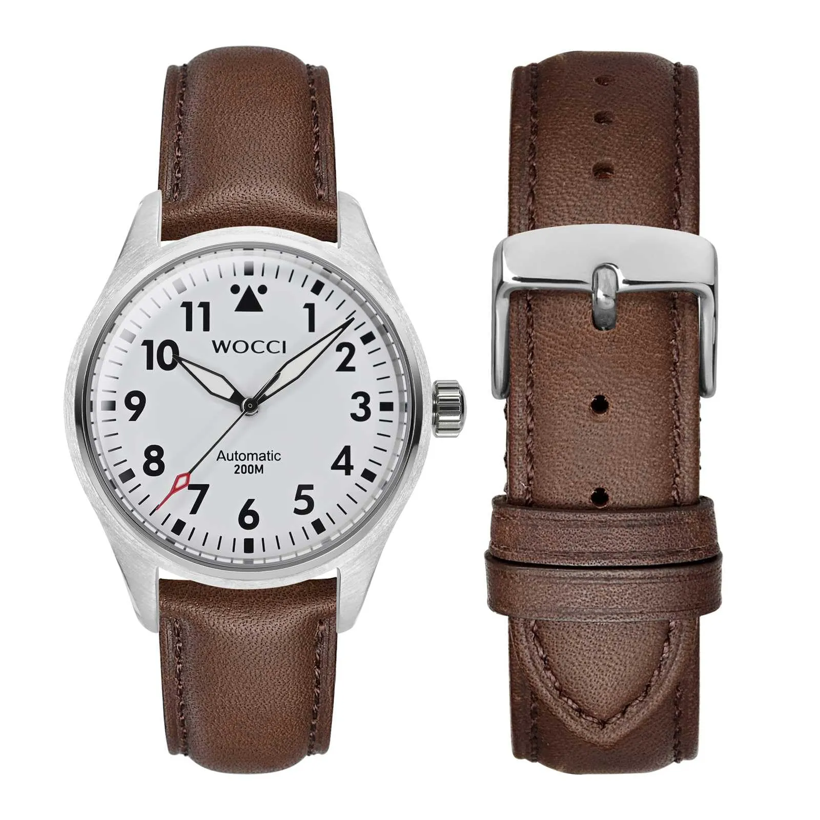 WOCCI 19mm Vintage Cinturino Orologio in Pelle con Fibbia Argento, Cinturino di Ricambio (Marrone Scuro) - immagine 7