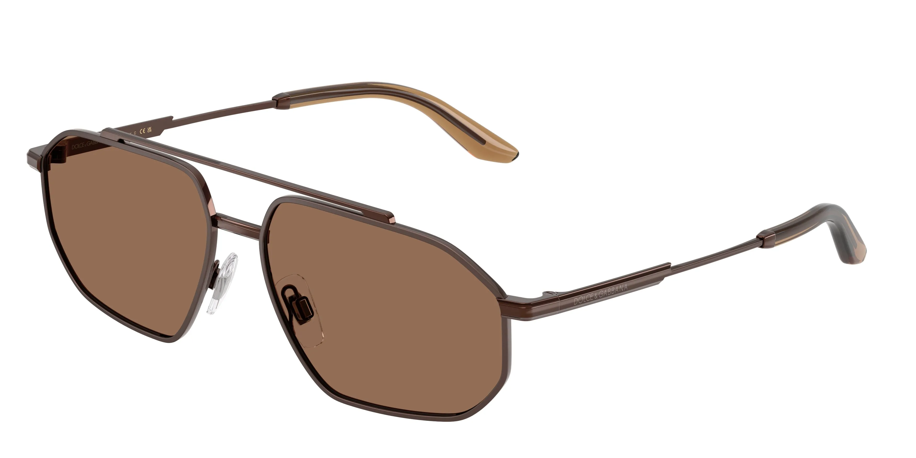 Dolce & Gabbana DG2328 133673 Occhiali da sole Metallo Marrone Marrone Pilot Normale - immagine 1