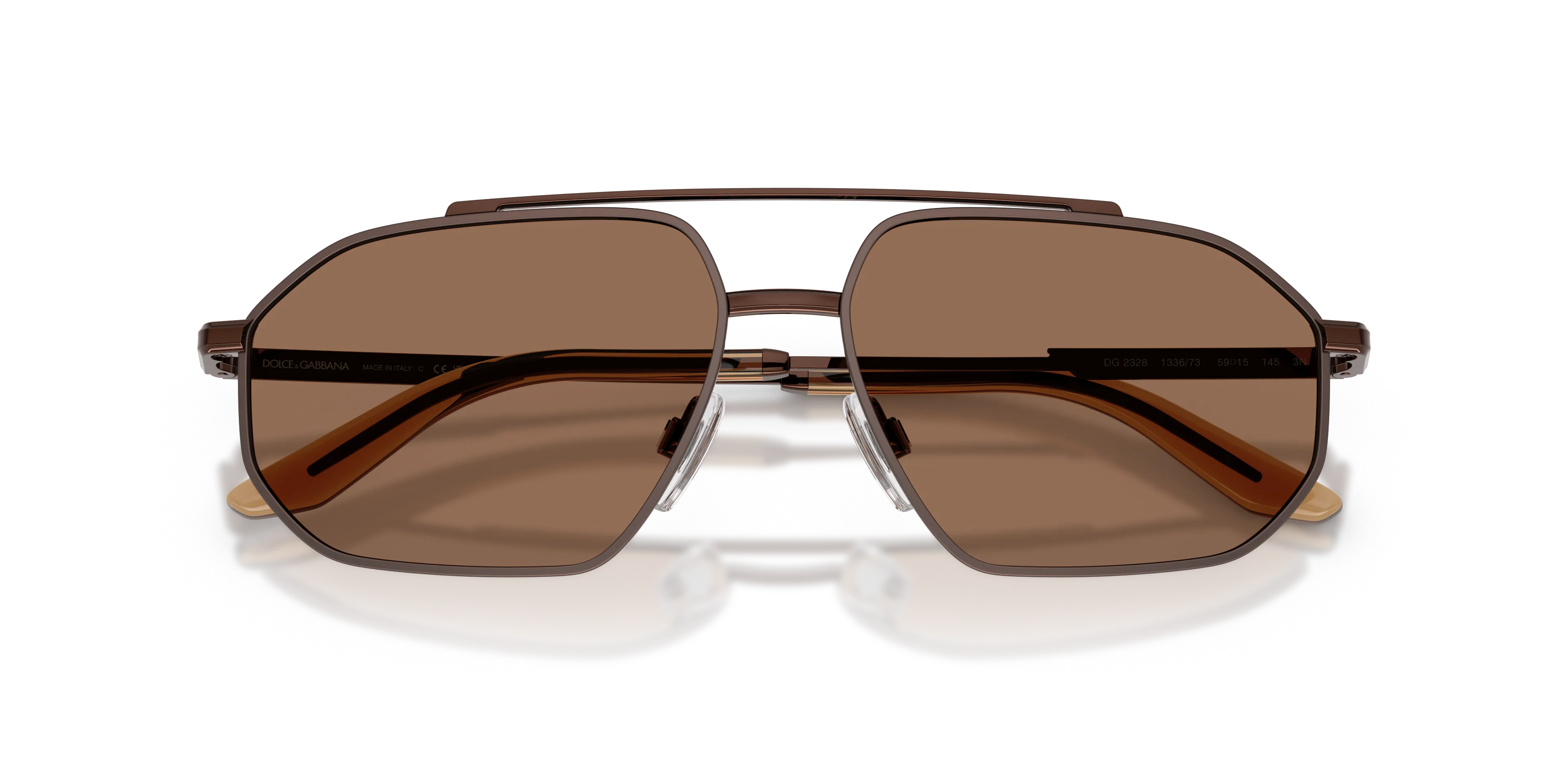 Dolce & Gabbana DG2328 133673 Occhiali da sole Metallo Marrone Marrone Pilot Normale - immagine 2