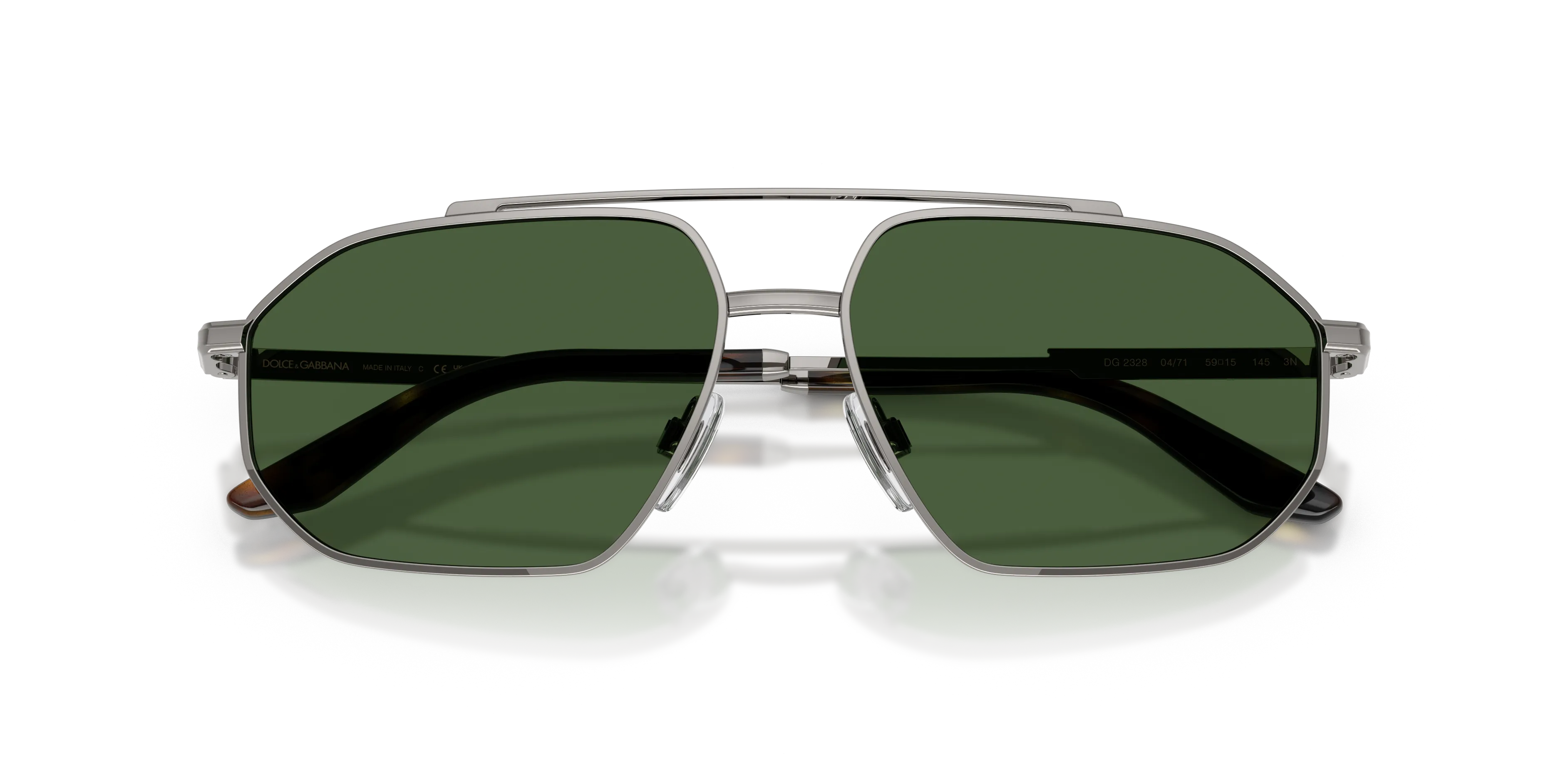 Dolce & Gabbana DG2328 04/71 Occhiali da sole Metallo Grigio Verde Pilot Normale - immagine 2