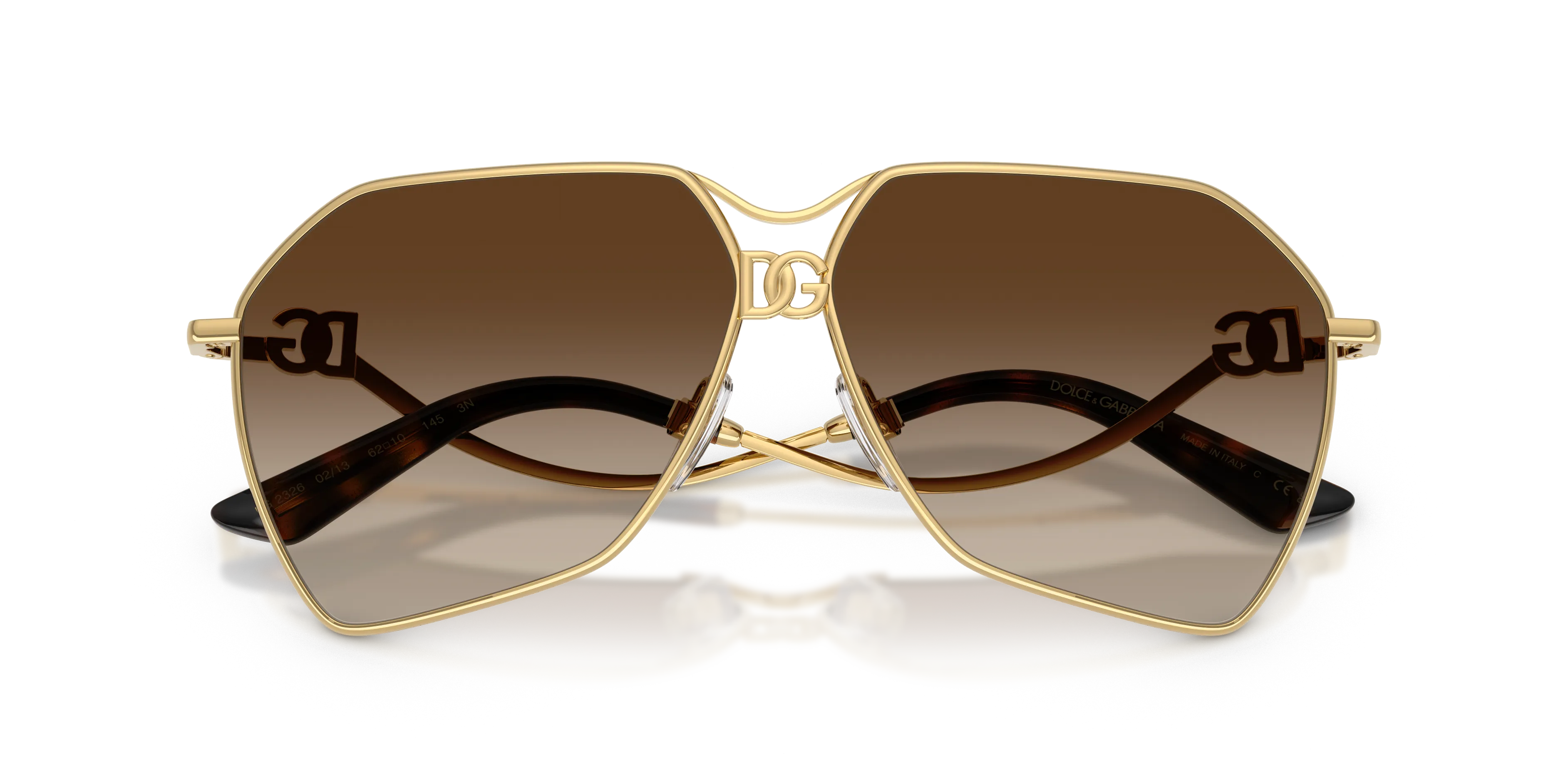 Dolce & Gabbana DG2326 02/13 Occhiali da sole Metallo Oro Marrone Pilot Normale Sfumato - immagine 2
