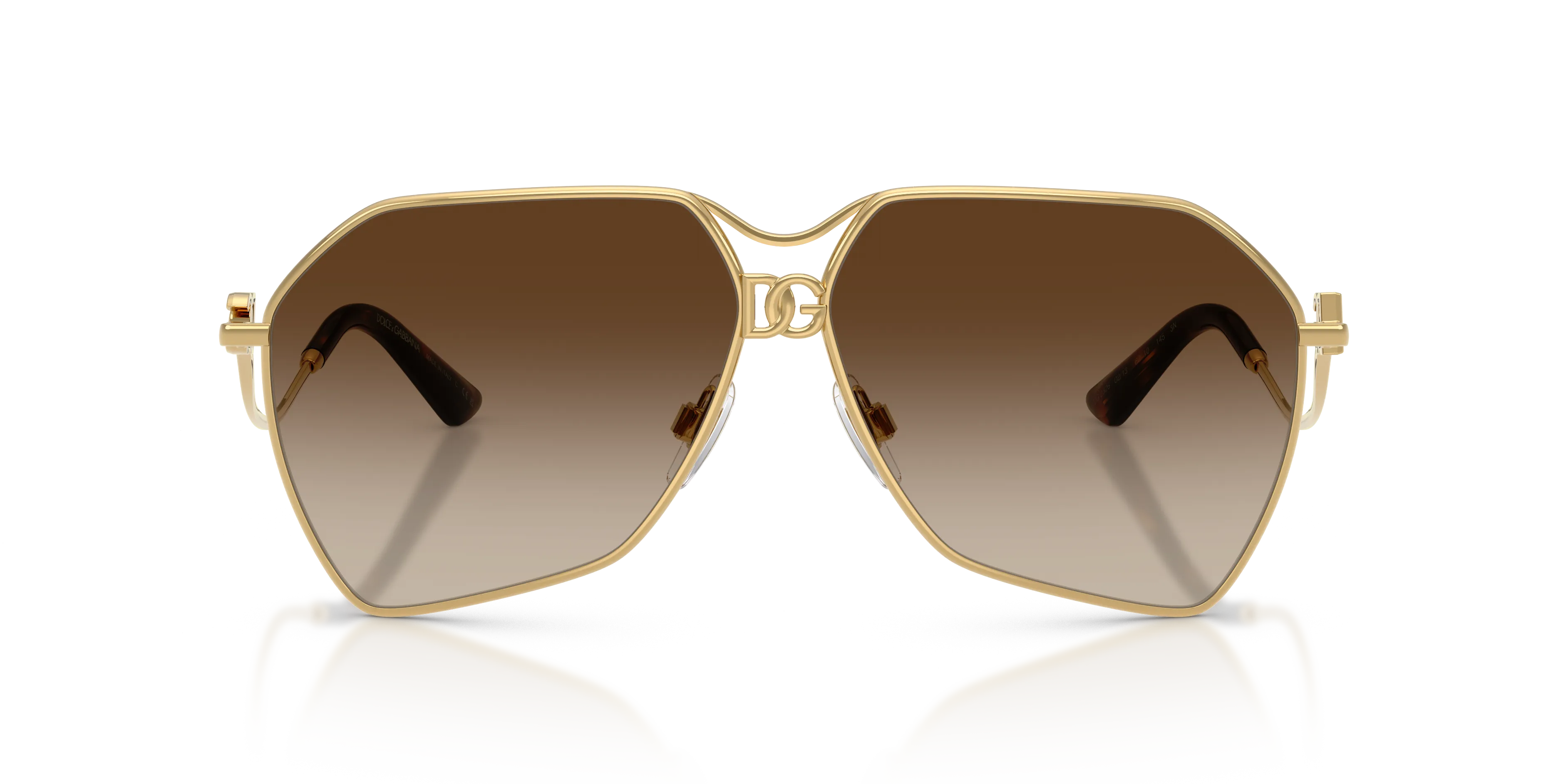 Dolce & Gabbana DG2326 02/13 Occhiali da sole Metallo Oro Marrone Pilot Normale Sfumato - immagine 3