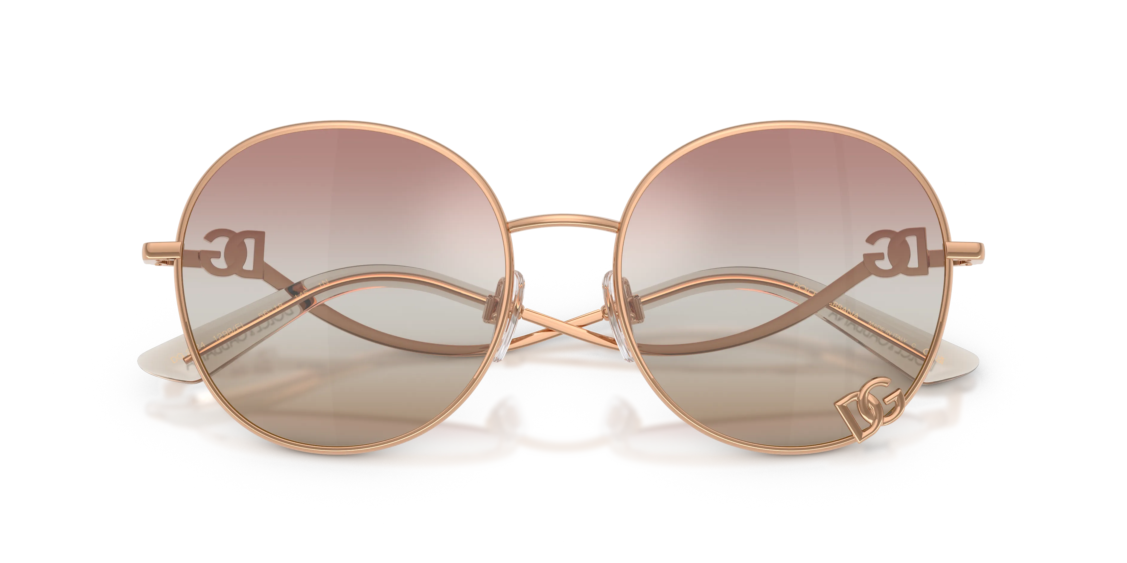Dolce & Gabbana DG2324 1298EL Occhiali da sole Metallo Oro Rosa Rotonda Normale - immagine 2