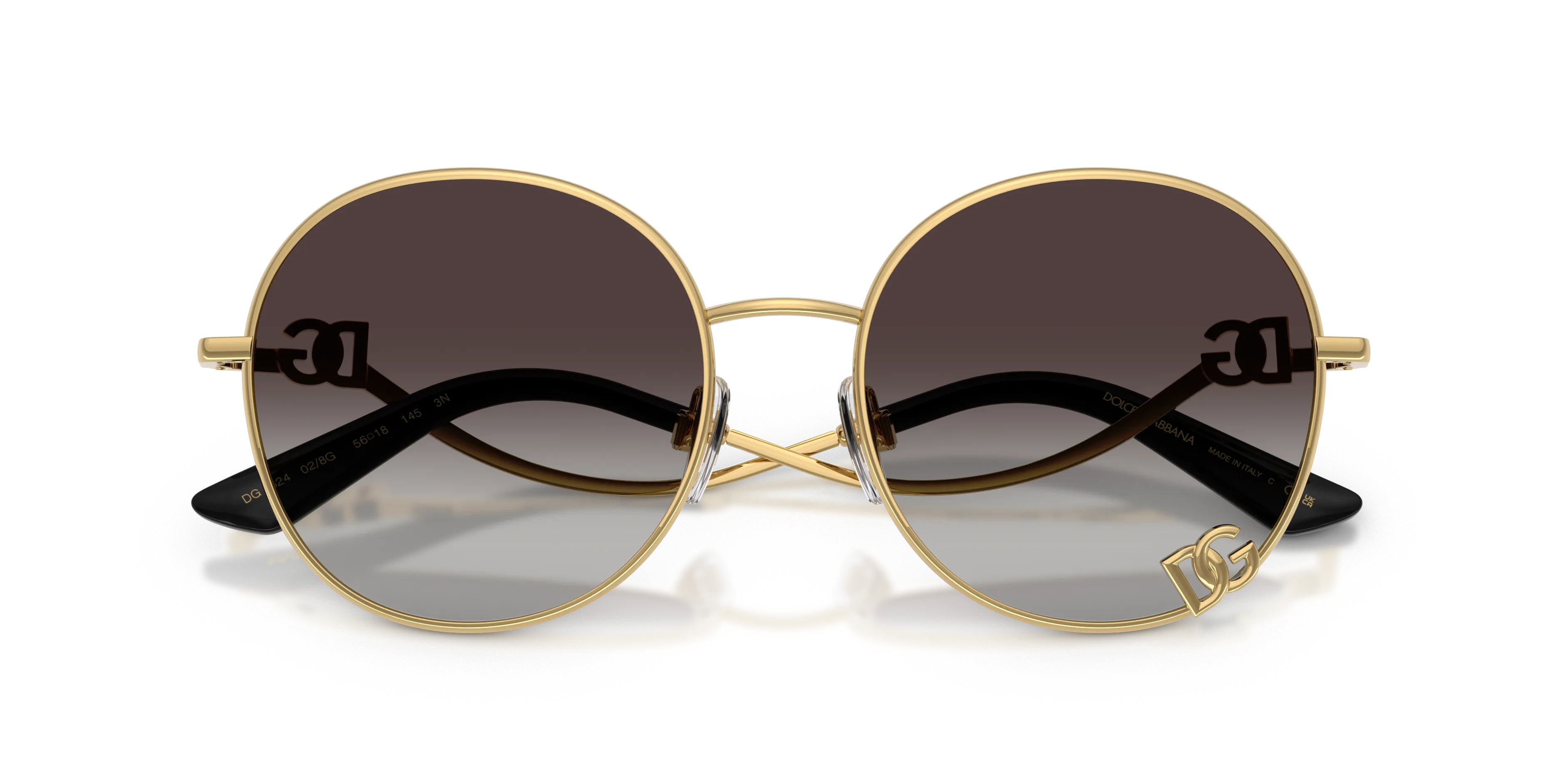 Dolce & Gabbana DG2324 02/8G Occhiali da sole Metallo Oro Grigio Rotonda Normale Sfumato - immagine 2