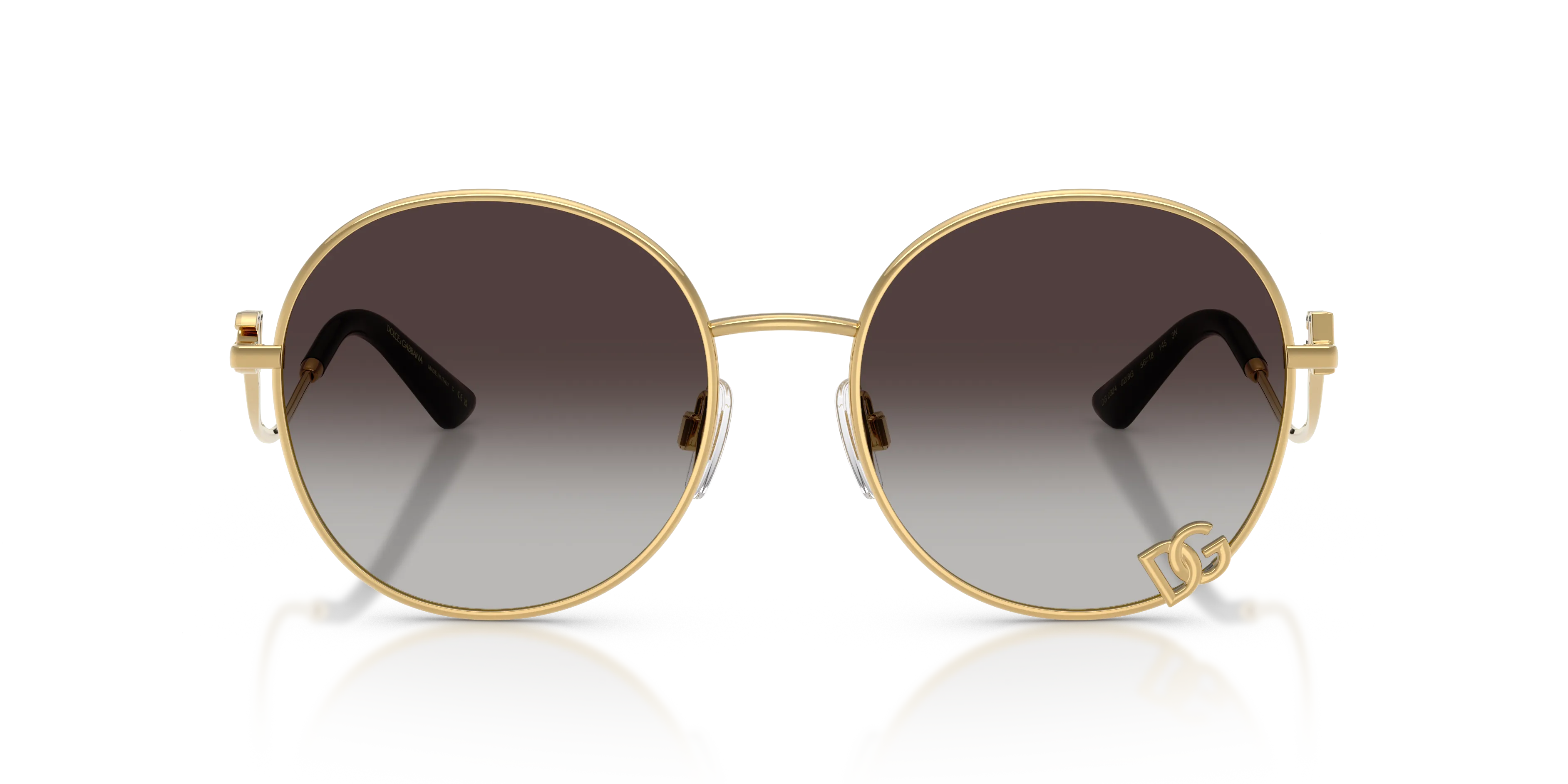 Dolce & Gabbana DG2324 02/8G Occhiali da sole Metallo Oro Grigio Rotonda Normale Sfumato - immagine 3