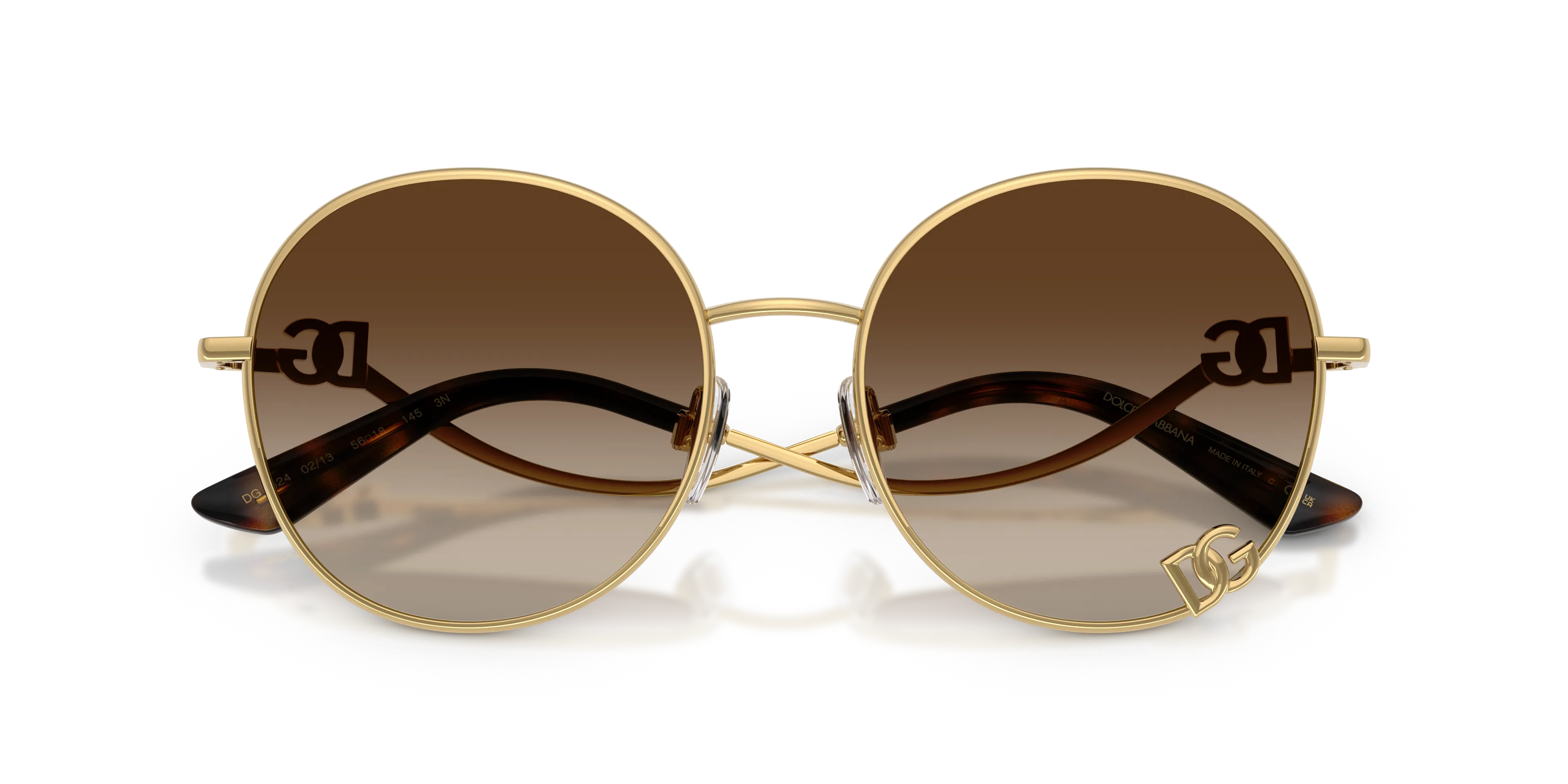 Dolce & Gabbana DG2324 02/13 Occhiali da sole Metallo Oro Marrone Rotonda Normale Sfumato - immagine 2