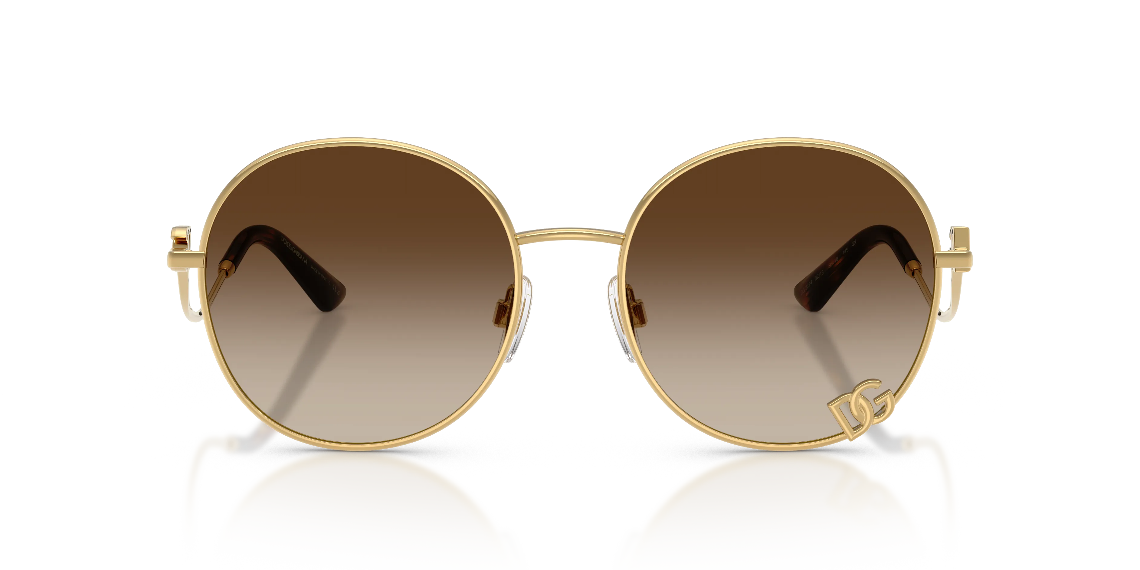 Dolce & Gabbana DG2324 02/13 Occhiali da sole Metallo Oro Marrone Rotonda Normale Sfumato - immagine 3