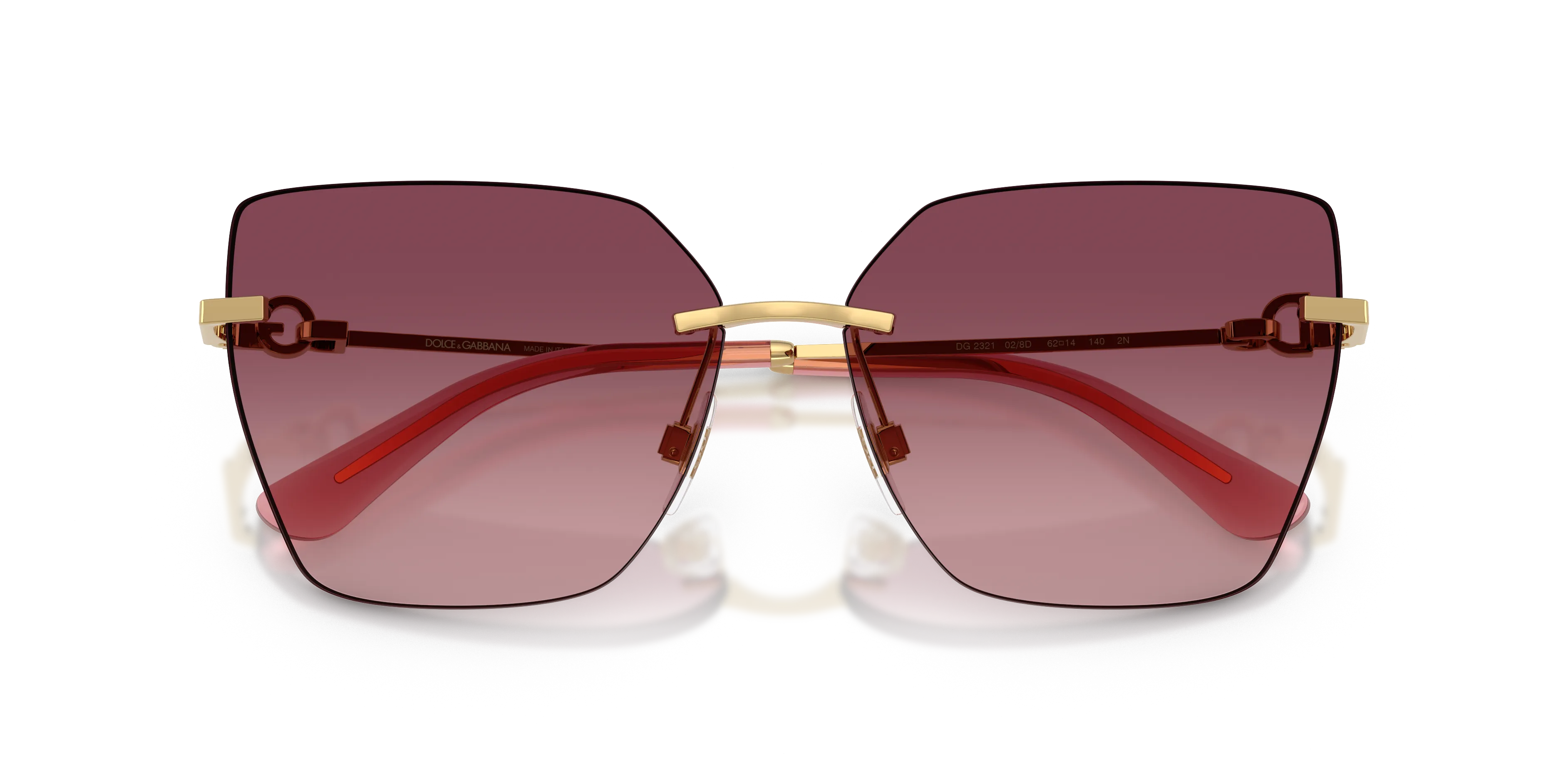 Dolce & Gabbana DG2321 02/8D Occhiali da sole Metallo Oro Rosa Cat Eye Normale Sfumato - immagine 2