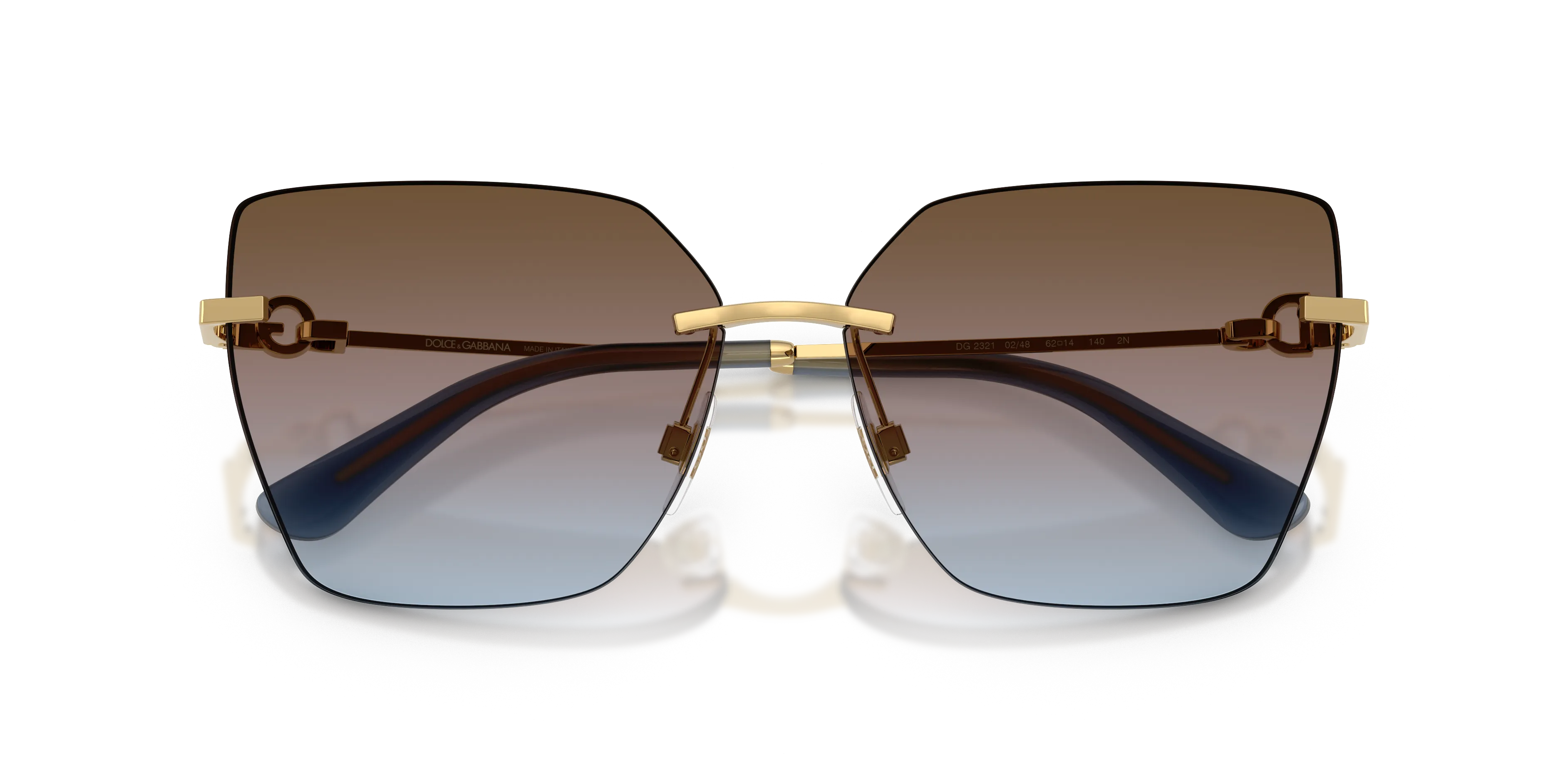 Dolce & Gabbana DG2321 02/48 Occhiali da sole Metallo Oro Blu Cat Eye Normale Sfumato - immagine 2