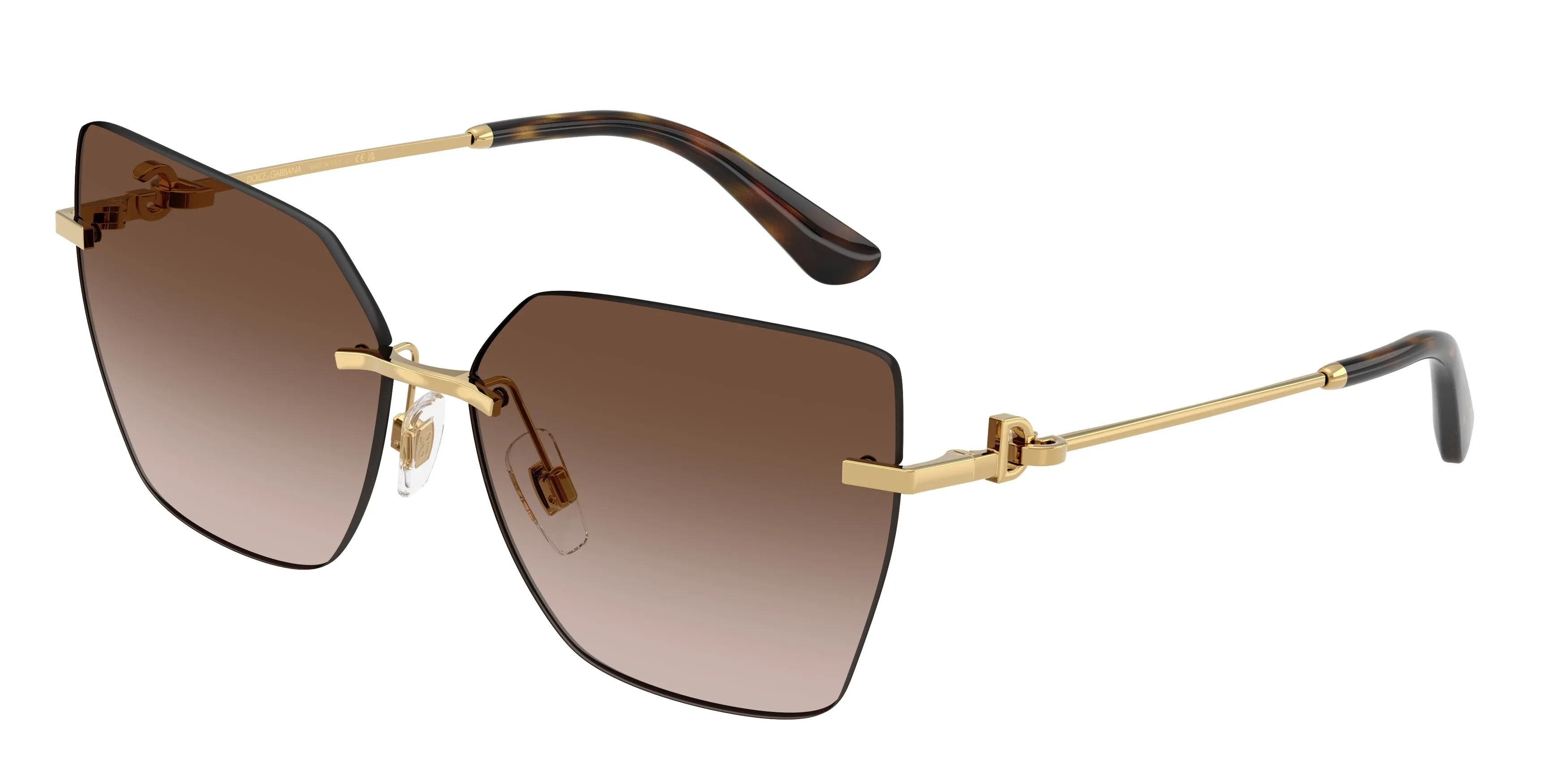 Dolce & Gabbana DG2321 02/13 Occhiali da sole Metallo Oro Marrone Cat Eye Normale Sfumato - immagine 1
