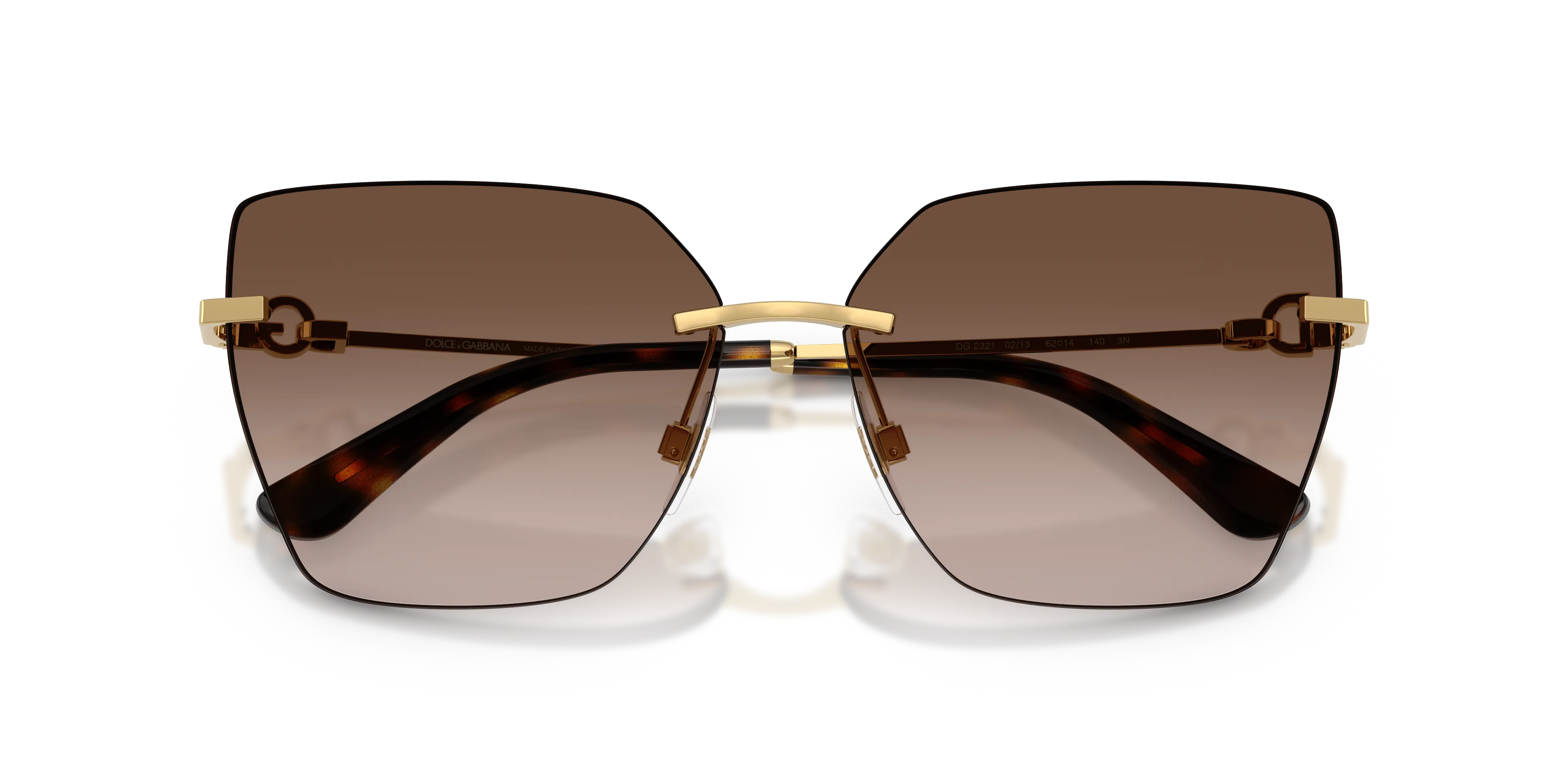 Dolce & Gabbana DG2321 02/13 Occhiali da sole Metallo Oro Marrone Cat Eye Normale Sfumato - immagine 2