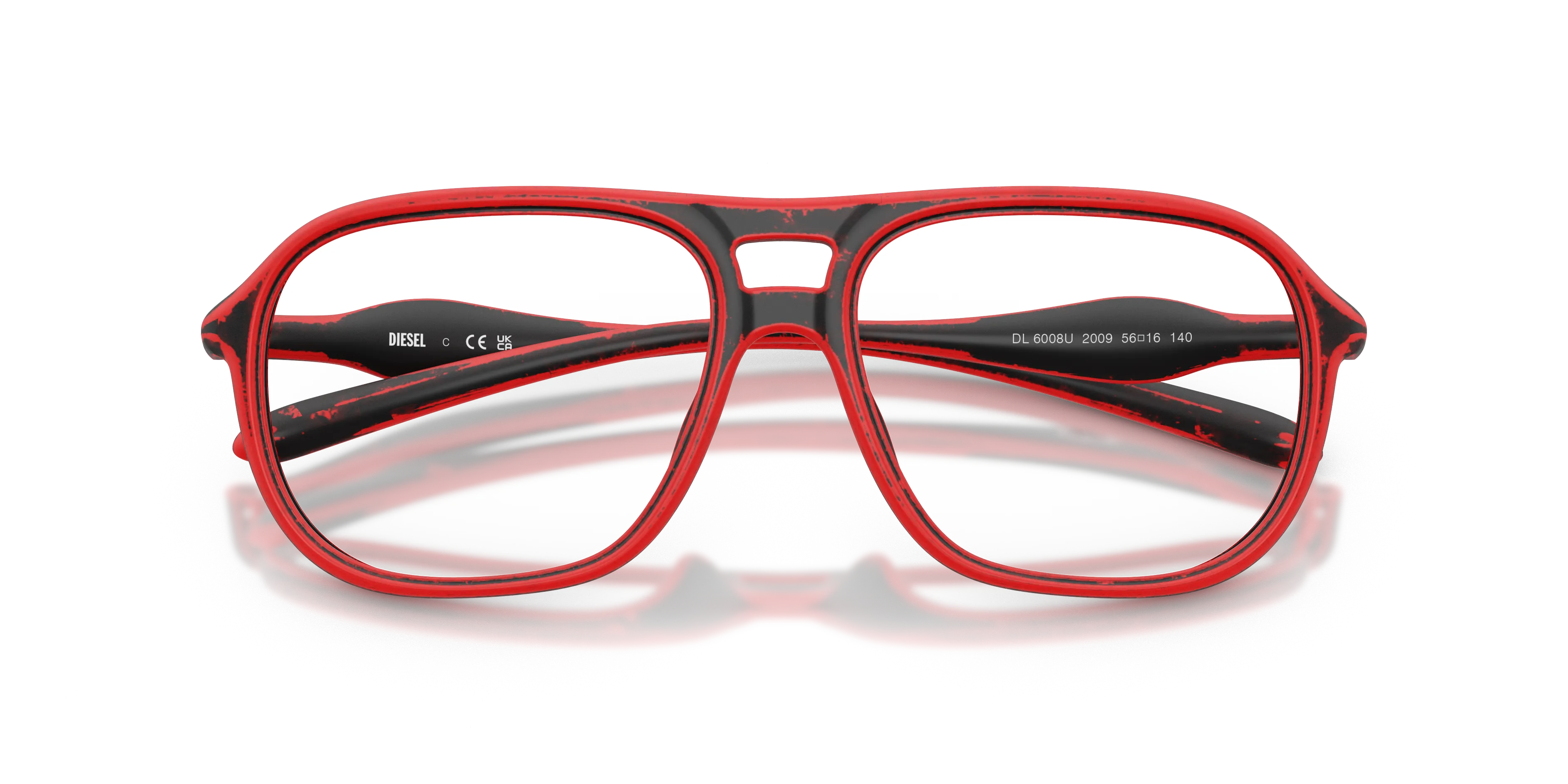 DIESEL DL6008U 2009 Montature da vista Iniettato Rosso Rotonda Normale - immagine 2