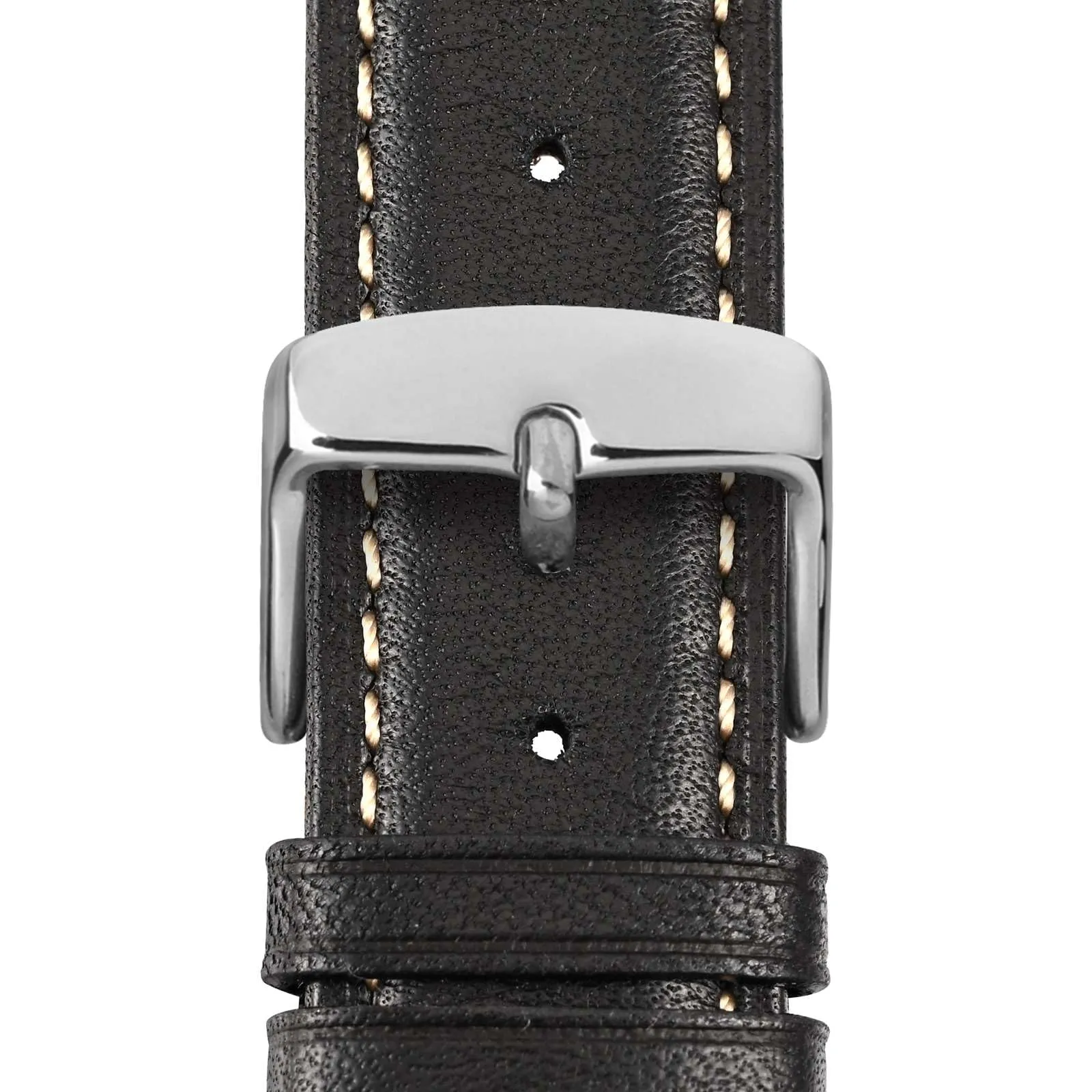 WOCCI 22mm Vintage Cinturino Orologio in Pelle con Fibbia Argento, Cinturino di Ricambio (Nero Con Punto Beige) - immagine 9