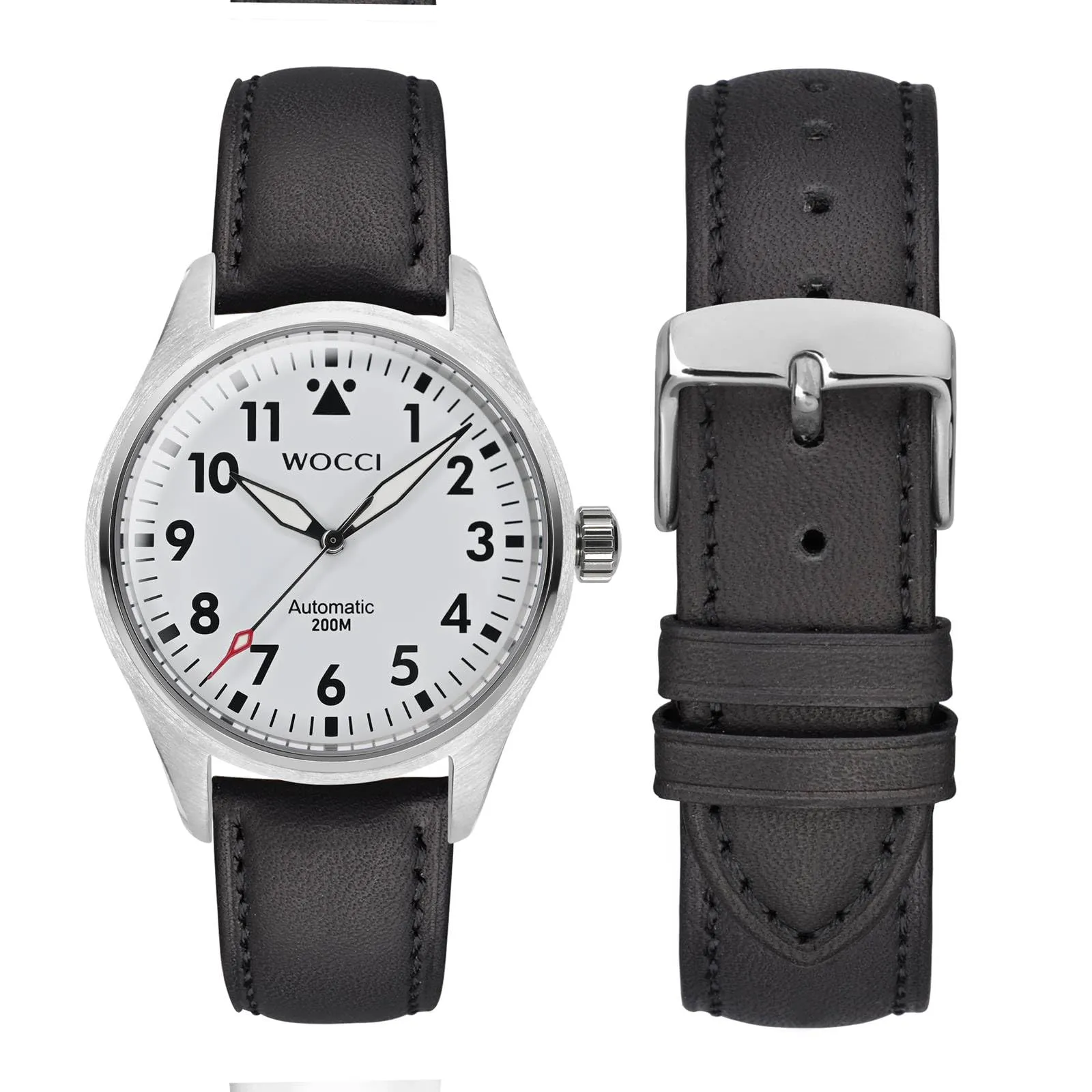 WOCCI 14mm Vintage Cinturino Orologio in Pelle con Fibbia Argento, Cinturino di Ricambio (Nero) - immagine 7