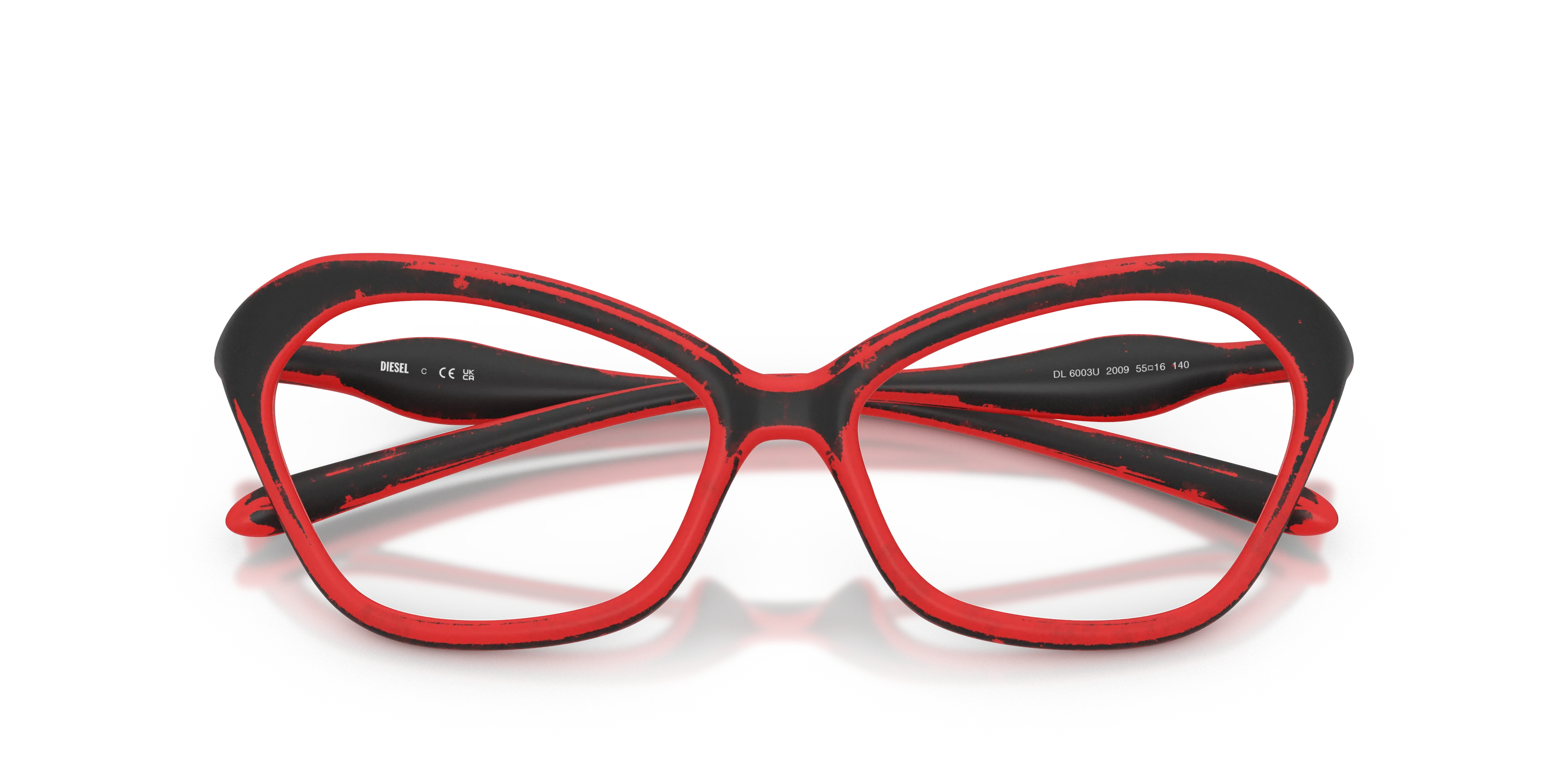 DIESEL DL6003U 2009 Montature da vista Iniettato Rosso Cat Eye Normale - immagine 2