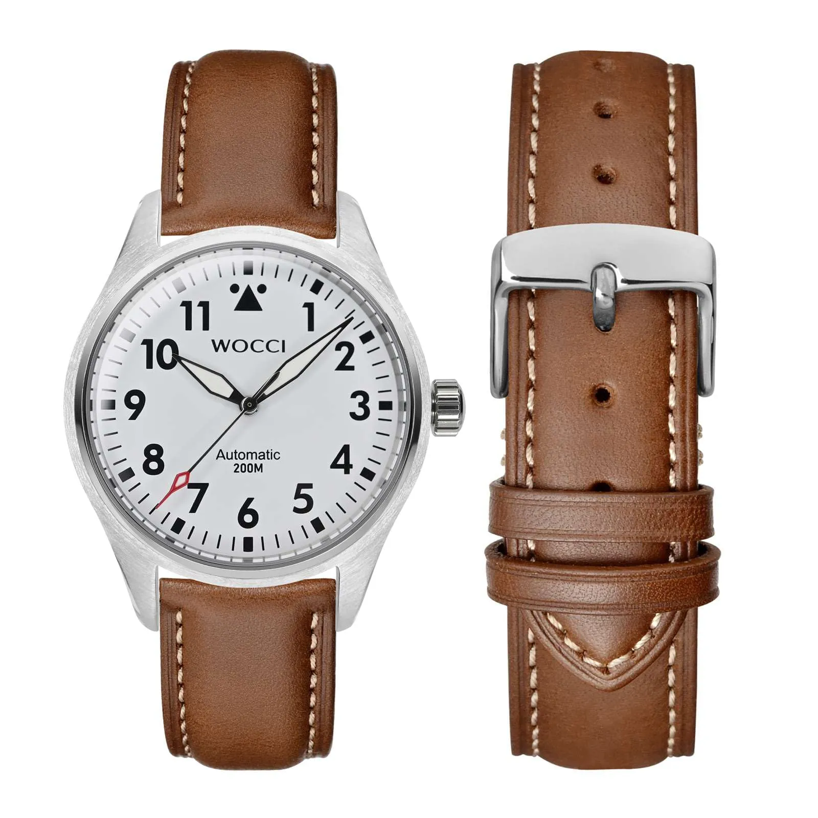 WOCCI 18mm Vintage Cinturino Orologio in Pelle con Fibbia Argento, Cinturino di Ricambio (Cannella Brown) - immagine 7