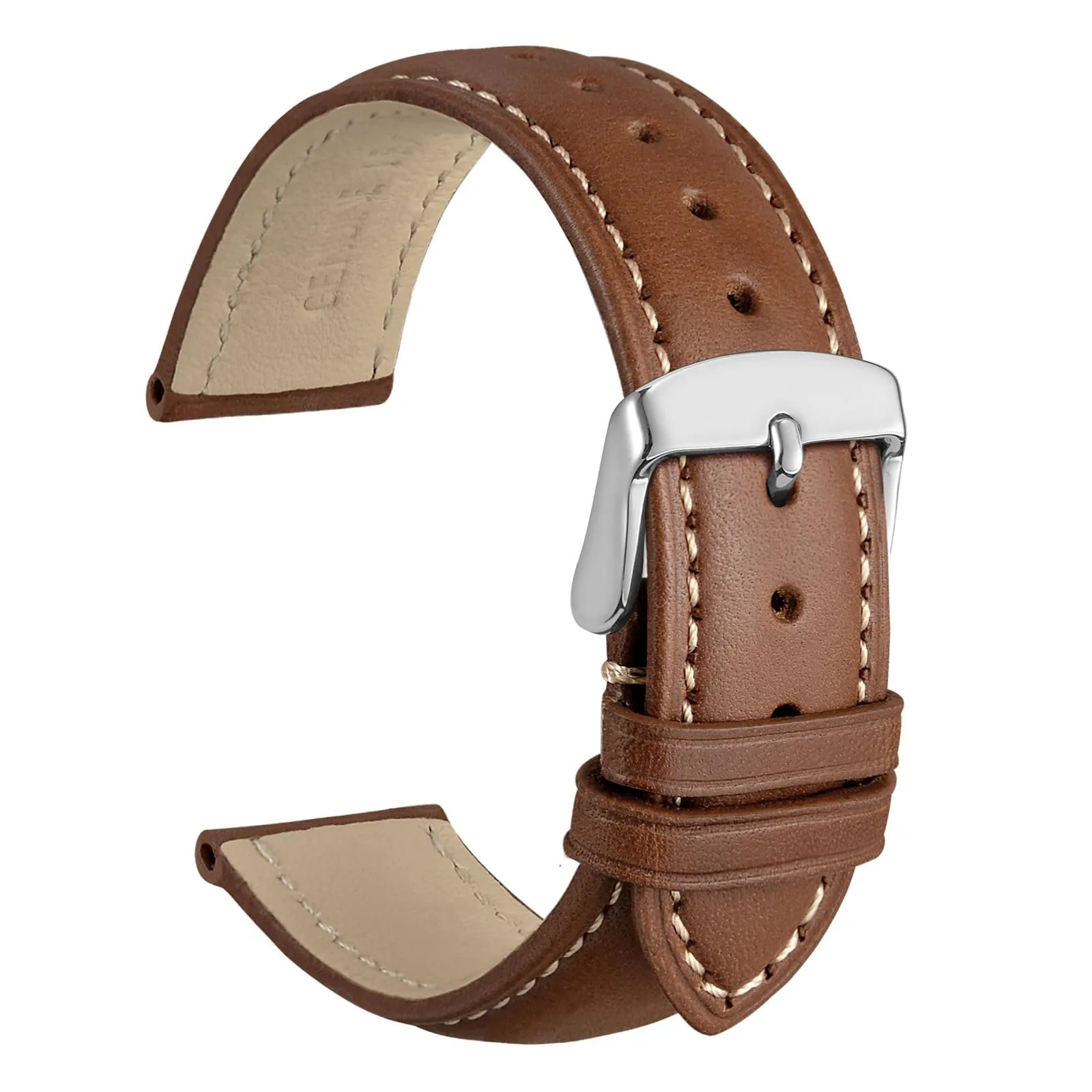 WOCCI 16mm Vintage Cinturino Orologio in Pelle con Fibbia Argento, Cinturino di Ricambio (Cannella Brown) - immagine 1