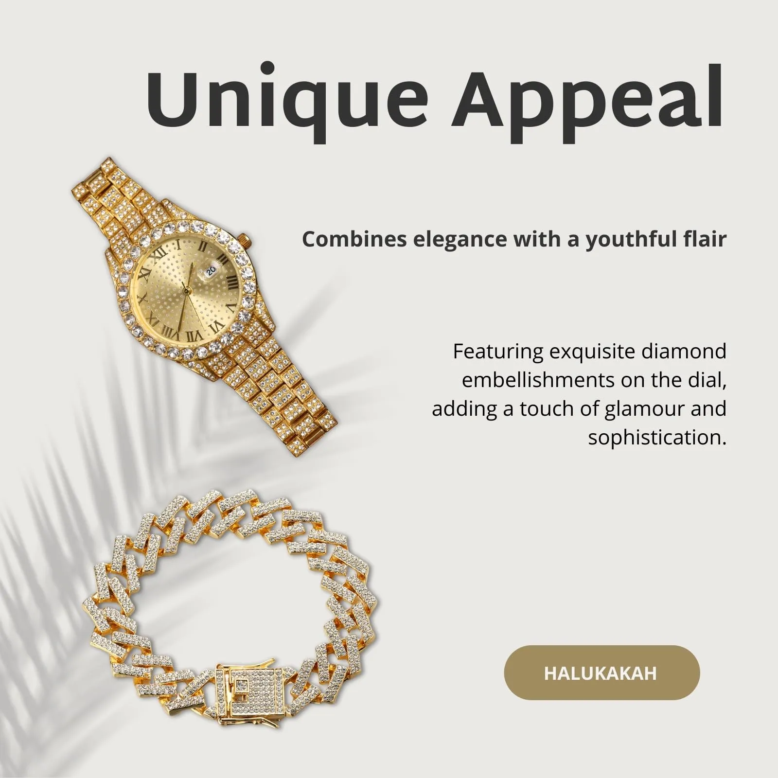 HALUKAKAH Orologio Diamanti Iced Out per Ragazzi - Quadrante Rotondo 42MM - immagine 5