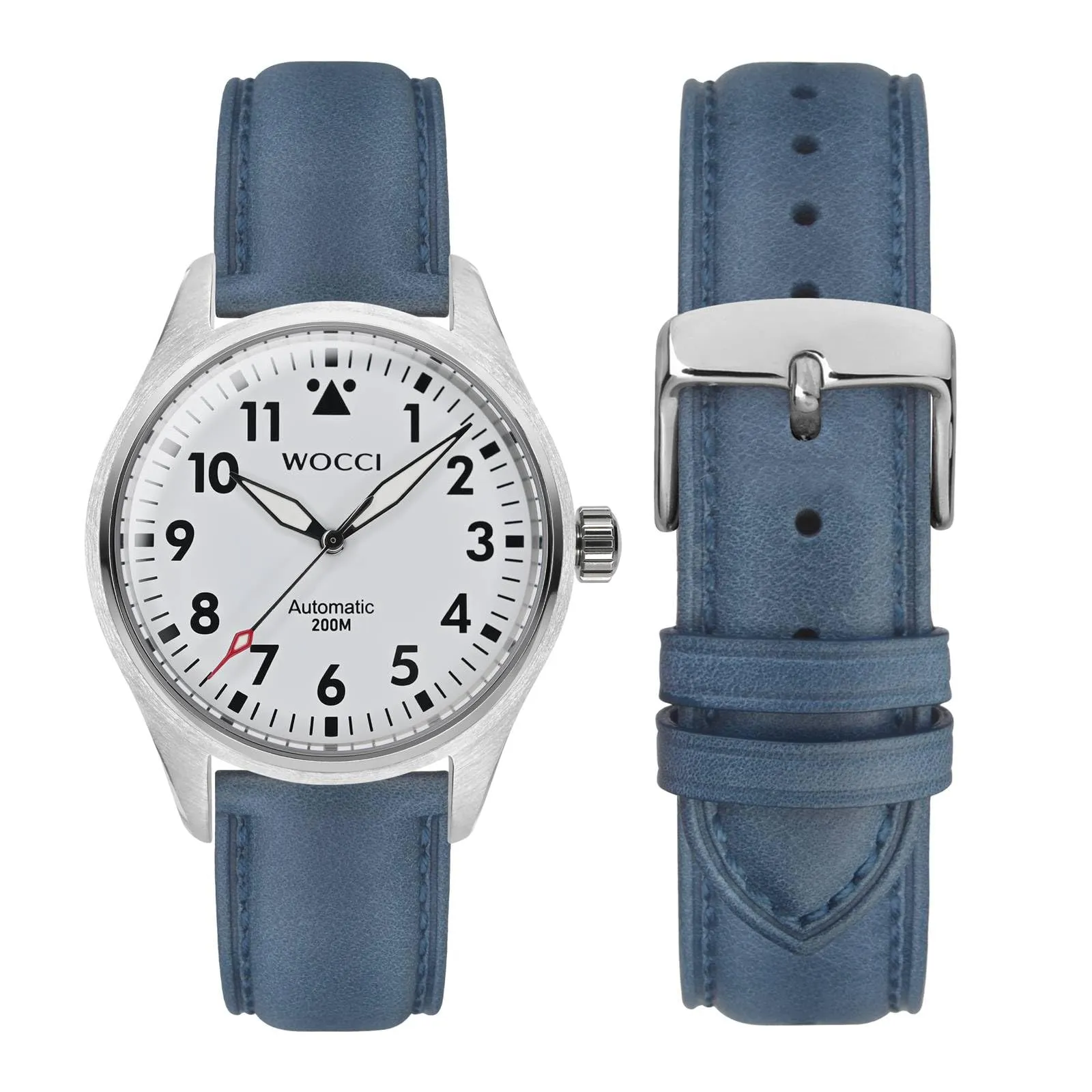 WOCCI 18mm Vintage Cinturino Orologio in Pelle con Fibbia Argento, Cinturino di Ricambio (Blu) - immagine 7