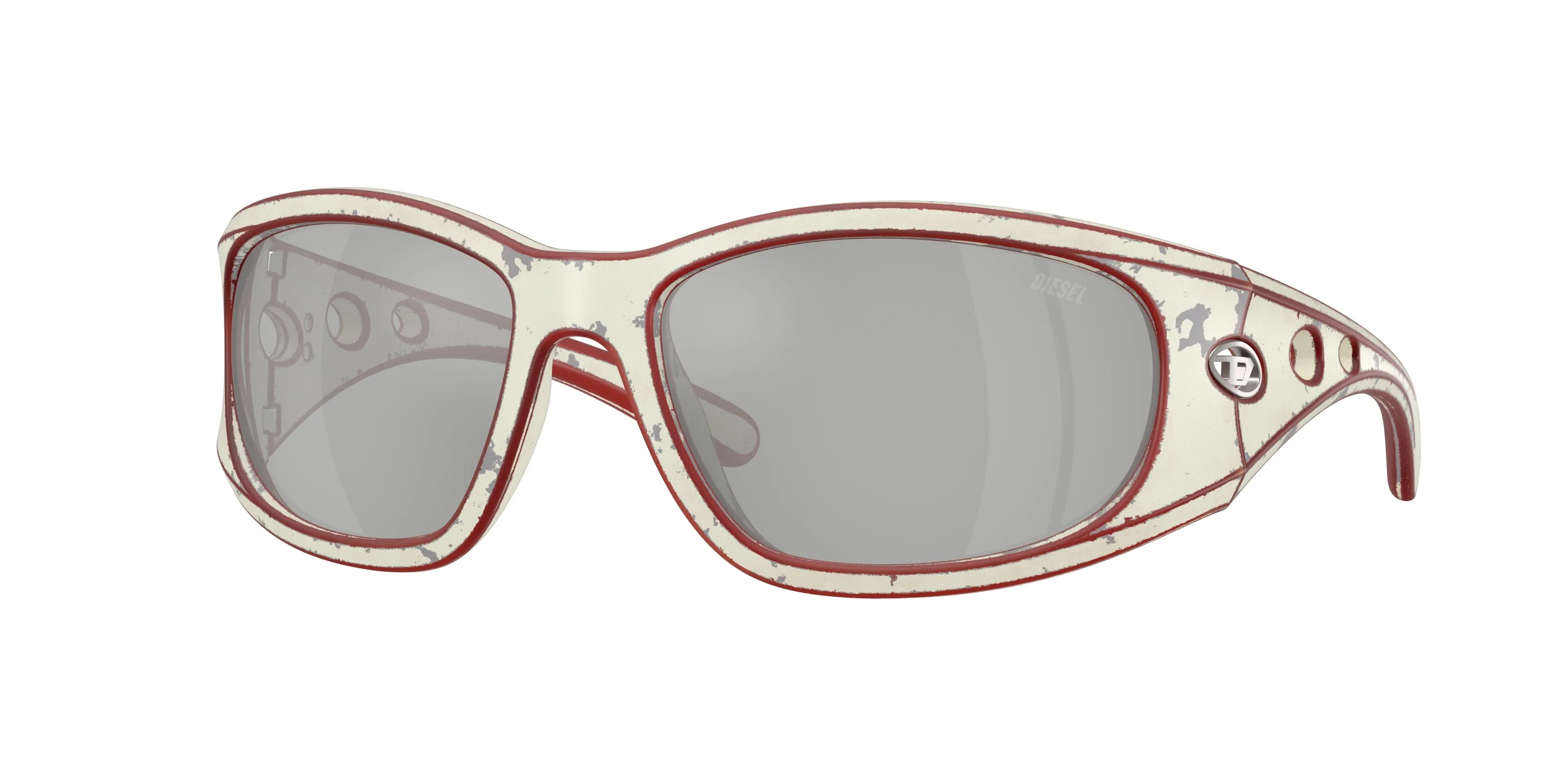DIESEL DL3012U 20108V Occhiali da sole Iniettato Bianco Argento Squadrata Normale - immagine 1