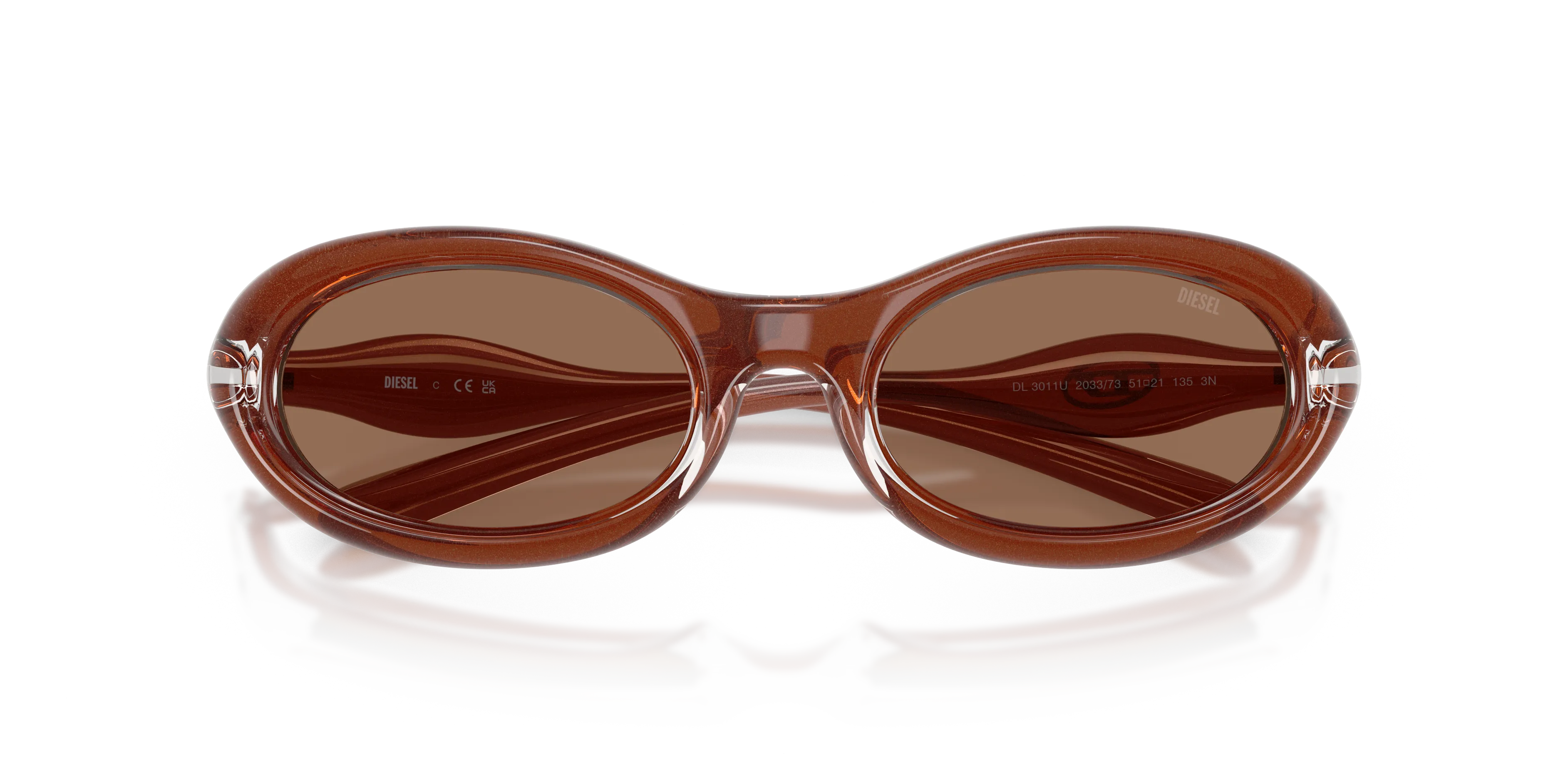 DIESEL DL3011U 203373 Occhiali da sole Iniettato Trasparente Marrone Rotonda Normale - immagine 2