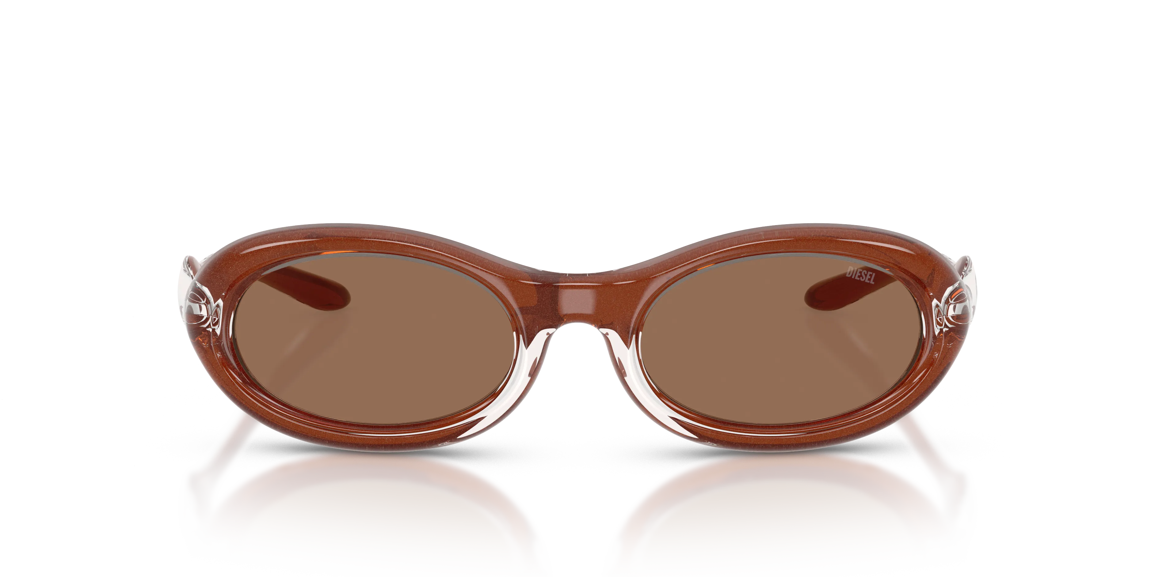 DIESEL DL3011U 203373 Occhiali da sole Iniettato Trasparente Marrone Rotonda Normale - immagine 3