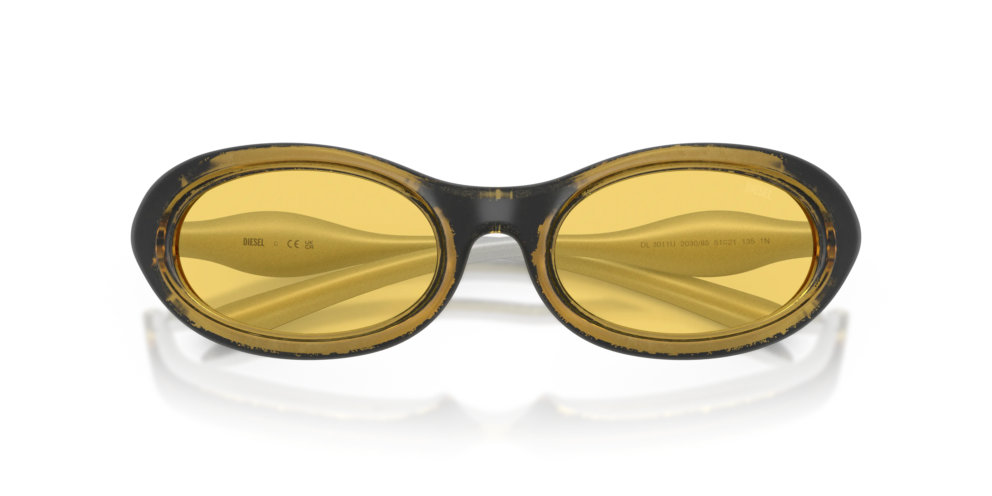 DIESEL DL3011U 203085 Occhiali da sole Iniettato Giallo Giallo Rotonda Normale - immagine 2