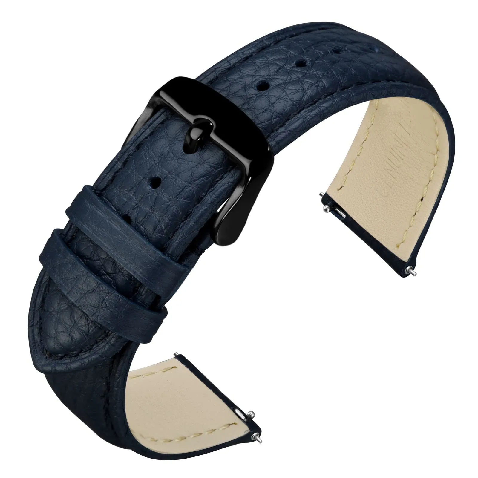 ANNEFIT Cinturino 22mm, Cinturini di Ricambio per Uomo e Donna con Fibbia Nero, Imbottito Testurizzato Pelle a Sgancio Rapido (Blu scuro) - immagine 1