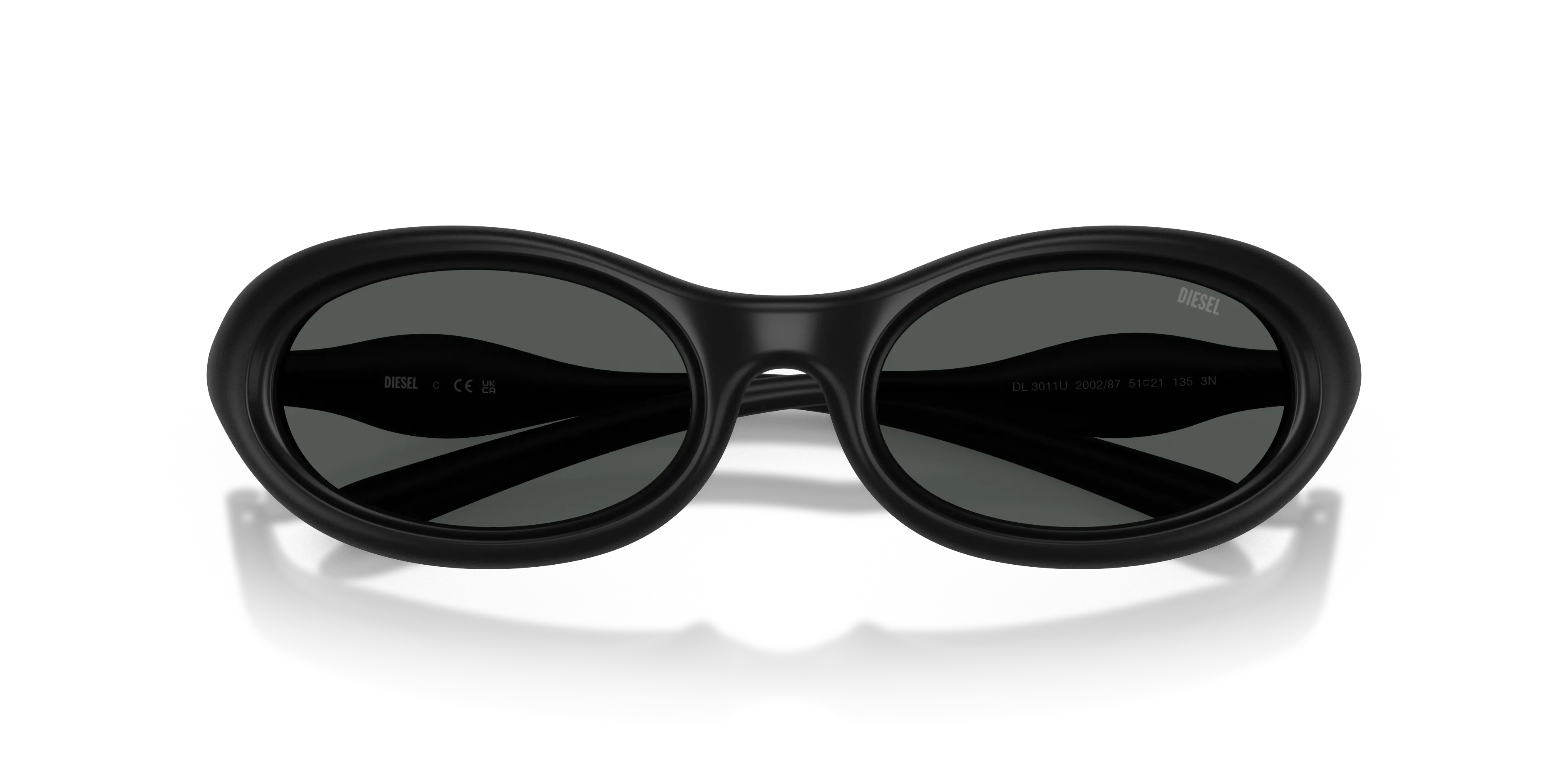DIESEL DL3011U 200287 Occhiali da sole Iniettato Nero Grigio Rotonda Normale - immagine 2