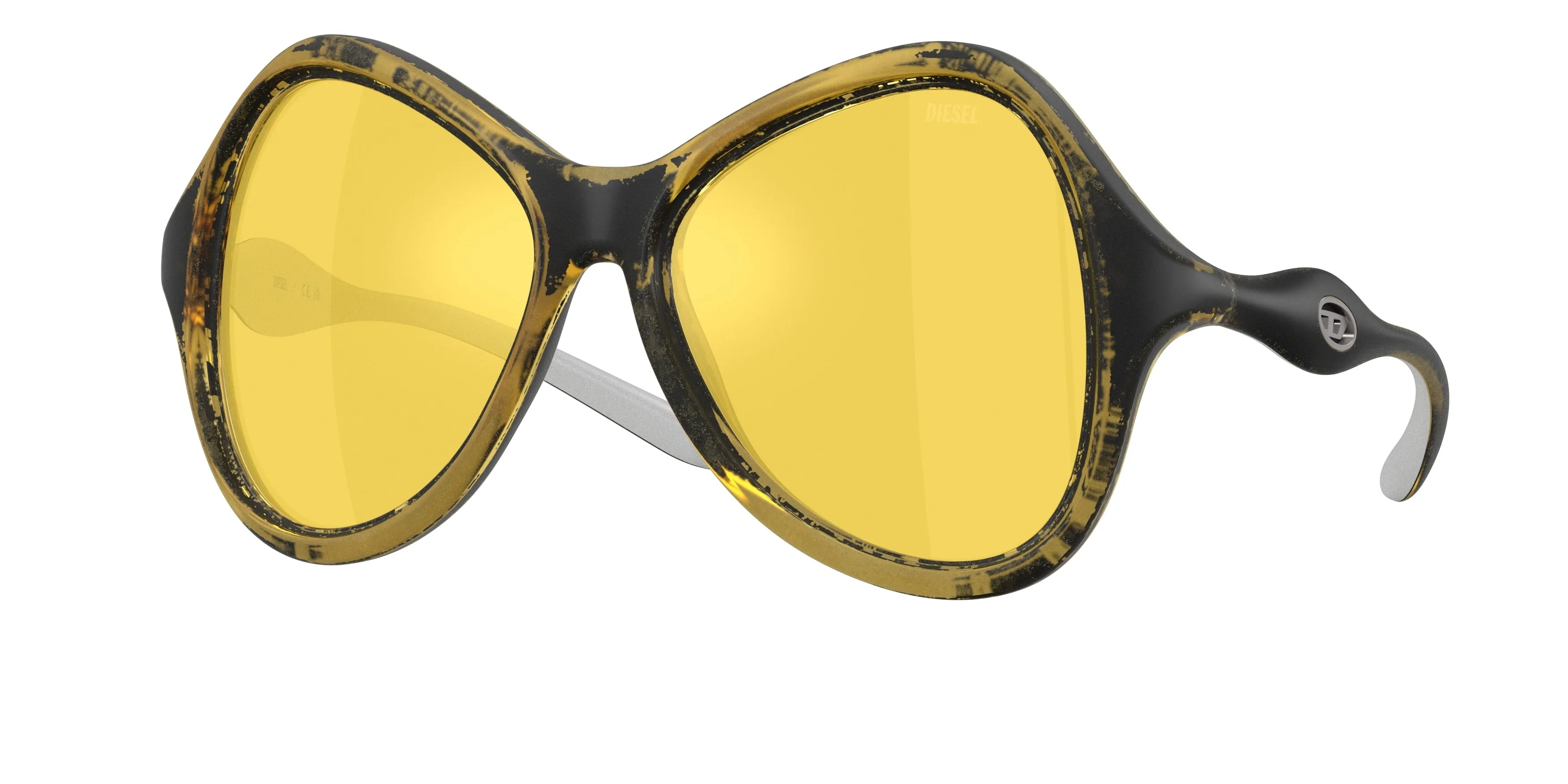 DIESEL DL3010U 2030V9 Occhiali da sole Iniettato Giallo Giallo Cat Eye Normale - immagine 1