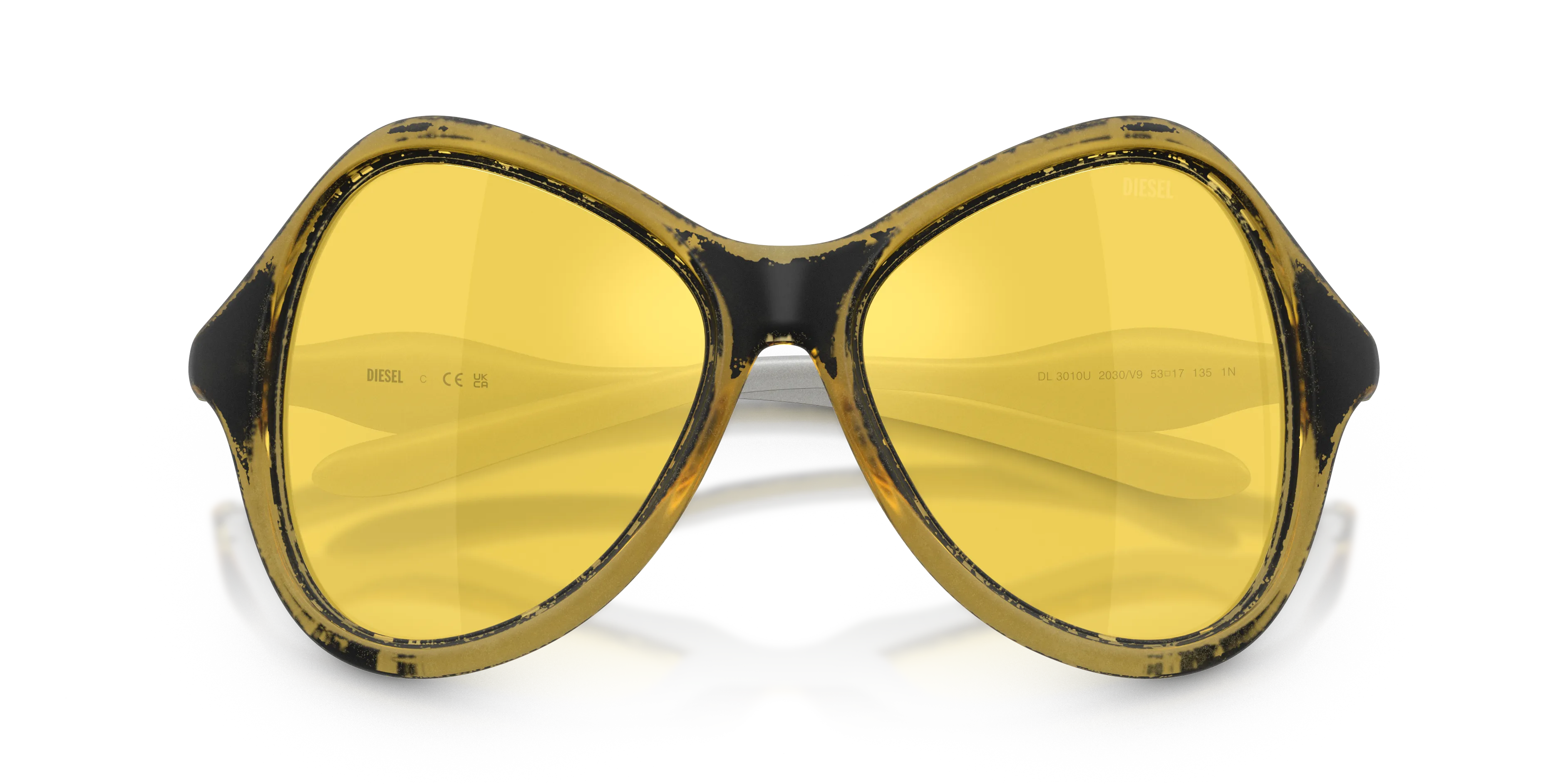 DIESEL DL3010U 2030V9 Occhiali da sole Iniettato Giallo Giallo Cat Eye Normale - immagine 2