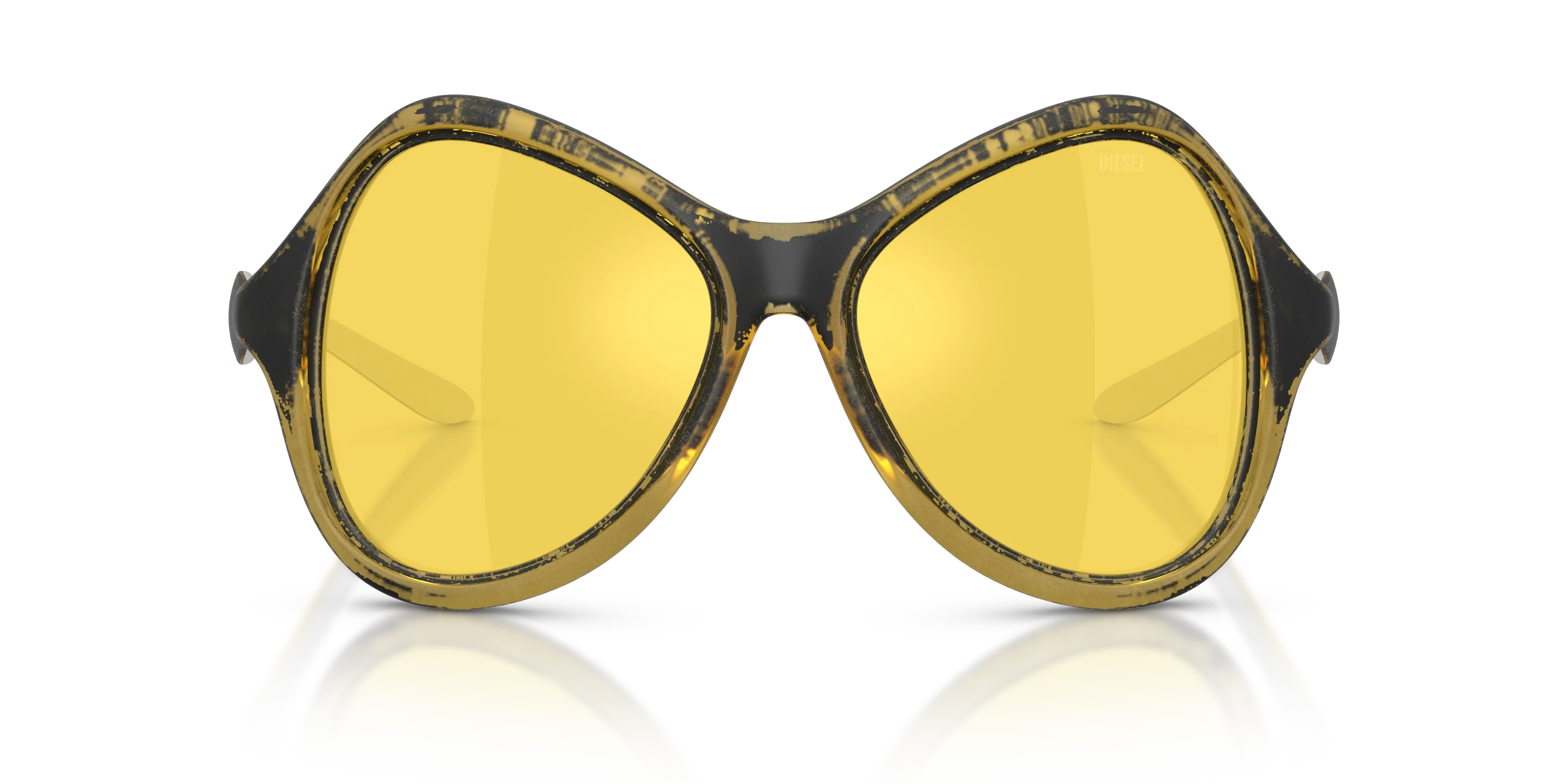 DIESEL DL3010U 2030V9 Occhiali da sole Iniettato Giallo Giallo Cat Eye Normale - immagine 3
