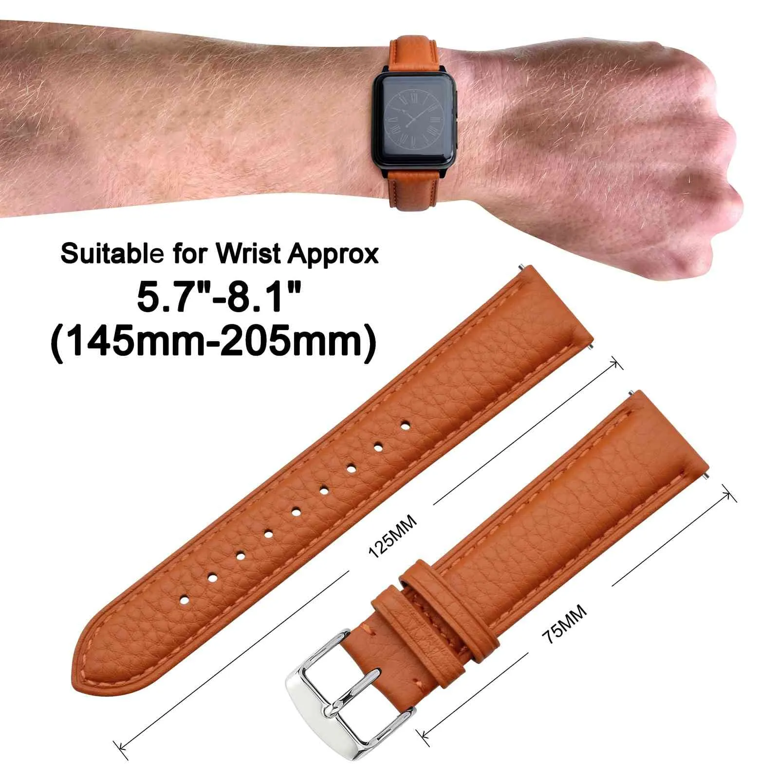 ANNEFIT Cinturino 18mm, Cinturini di Ricambio per Uomo e Donna, Imbottito Testurizzato Pelle a Sgancio Rapido (Arancio) - immagine 3