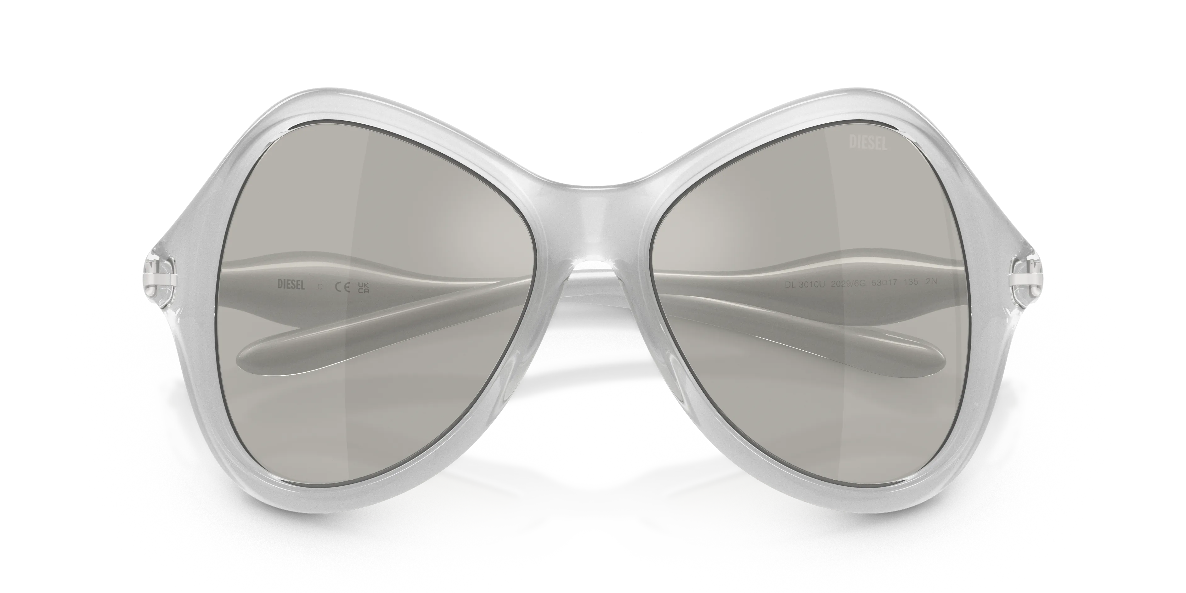 DIESEL DL3010U 20296G Occhiali da sole Iniettato Trasparente Argento Cat Eye Normale - immagine 2