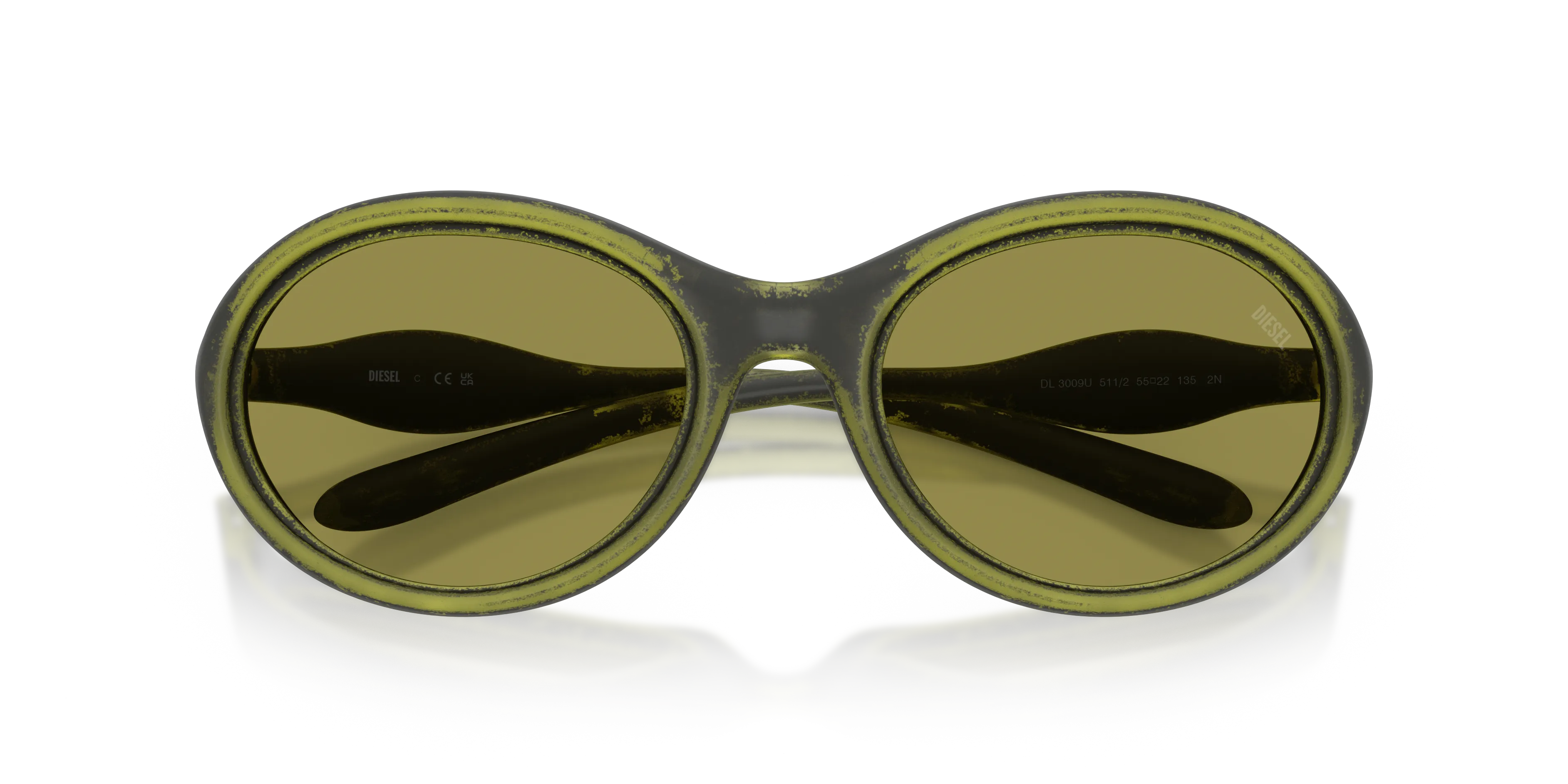 DIESEL DL3009U 511/2 Occhiali da sole Iniettato Multi-colore Verde Rotonda Normale - immagine 2