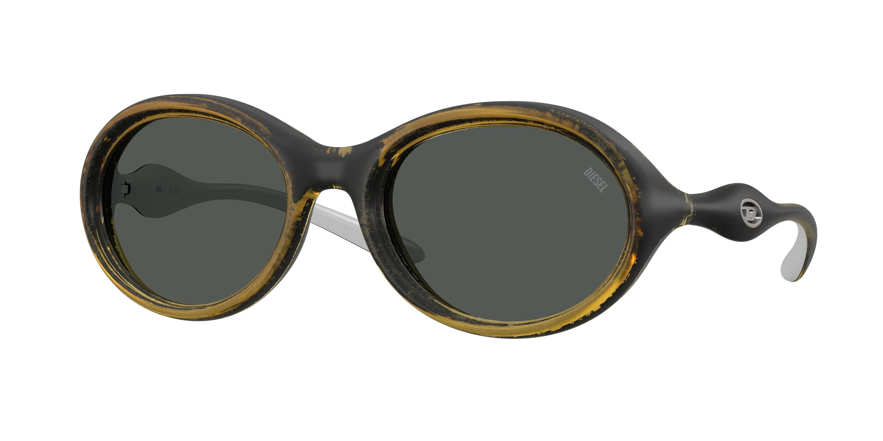 DIESEL DL3009U 203087 Occhiali da sole Iniettato Giallo Grigio Rotonda Normale - immagine 1