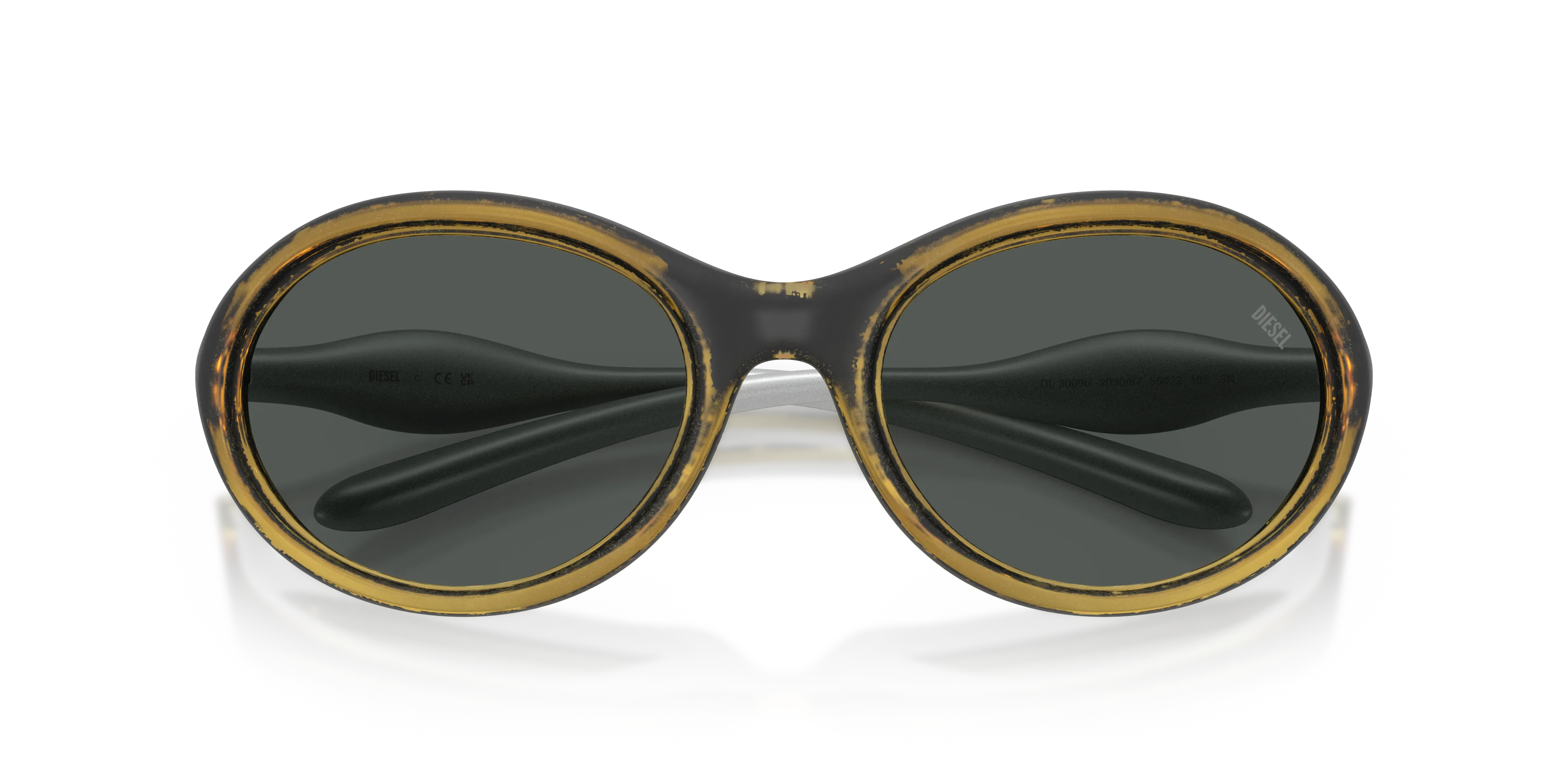DIESEL DL3009U 203087 Occhiali da sole Iniettato Giallo Grigio Rotonda Normale - immagine 2