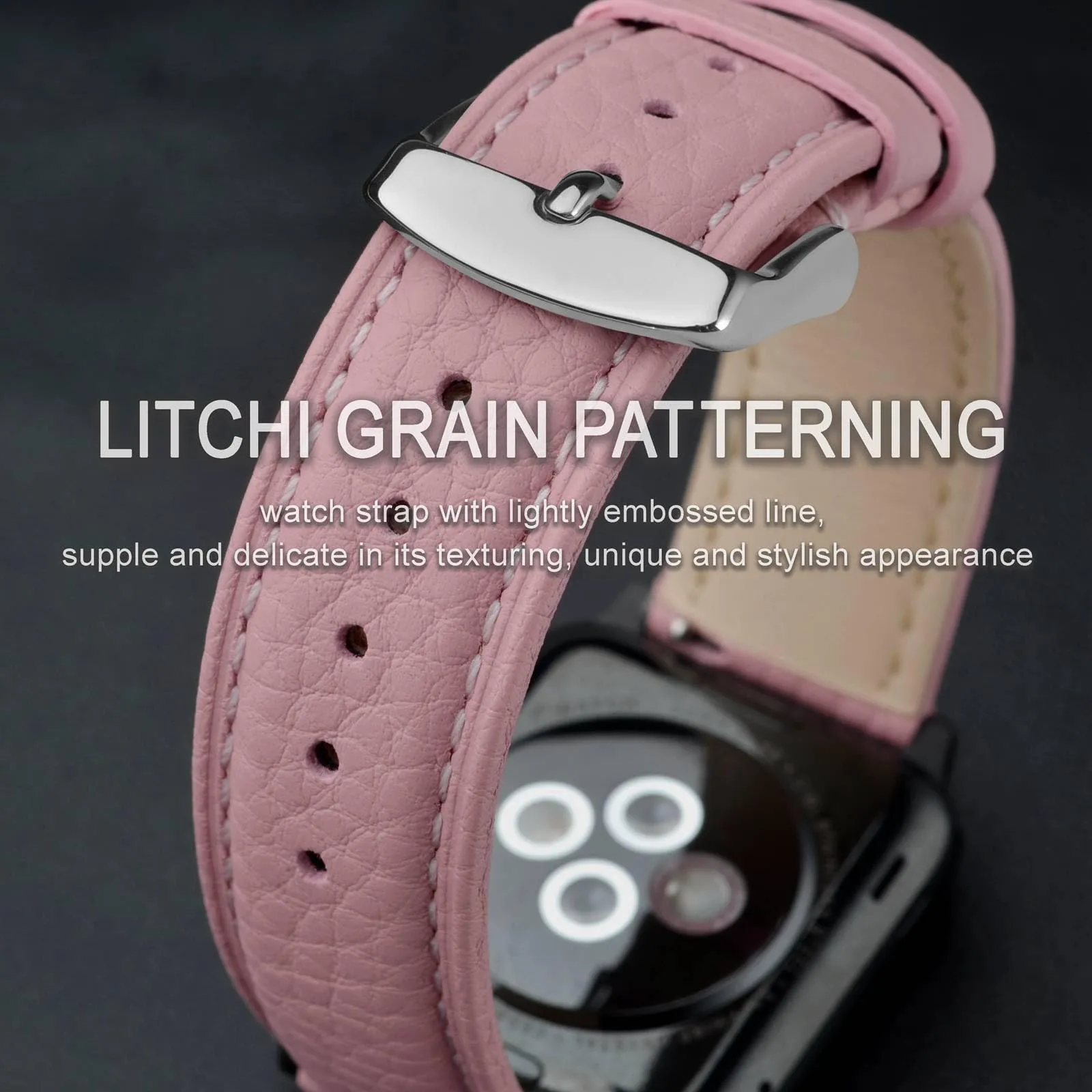 ANNEFIT Cinturino 20mm, Cinturini di Ricambio per Uomo e Donna, Imbottito Testurizzato Pelle a Sgancio Rapido (Rosa) - immagine 4