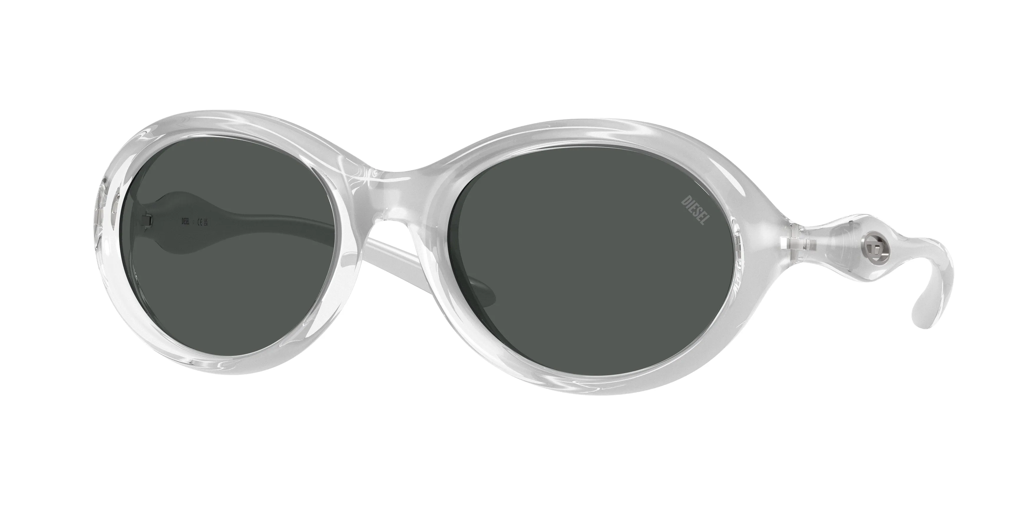 DIESEL DL3009U 202987 Occhiali da sole Iniettato Trasparente Grigio Rotonda Normale - immagine 1