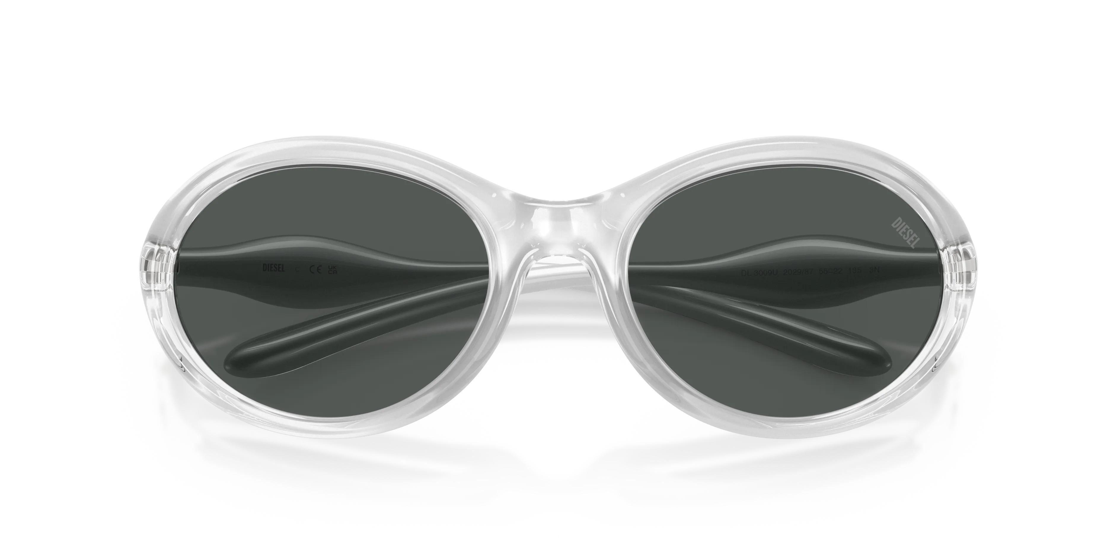 DIESEL DL3009U 202987 Occhiali da sole Iniettato Trasparente Grigio Rotonda Normale - immagine 2