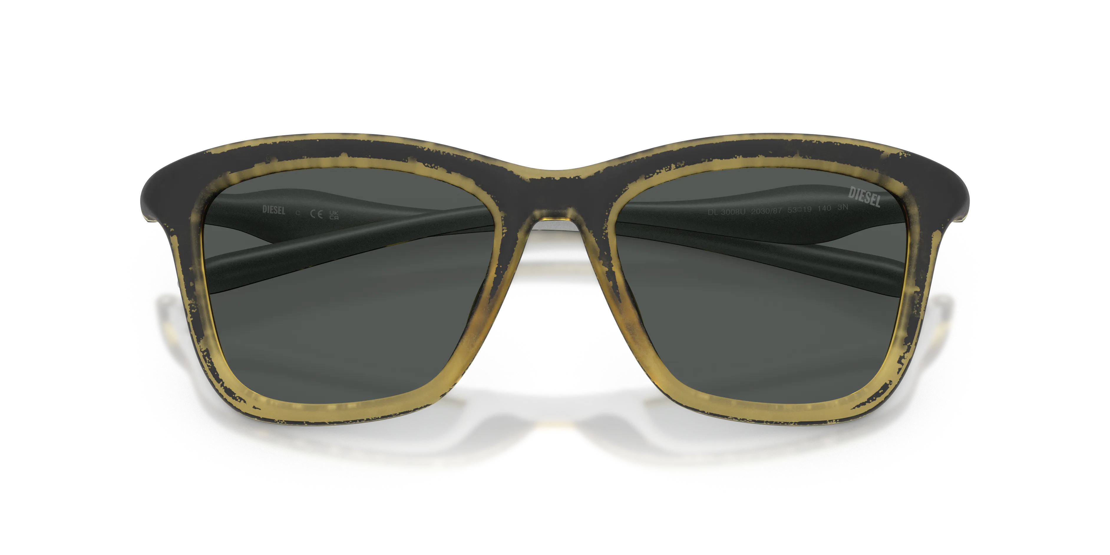 DIESEL DL3008U 203087 Occhiali da sole Iniettato Giallo Grigio Squadrata Normale - immagine 2
