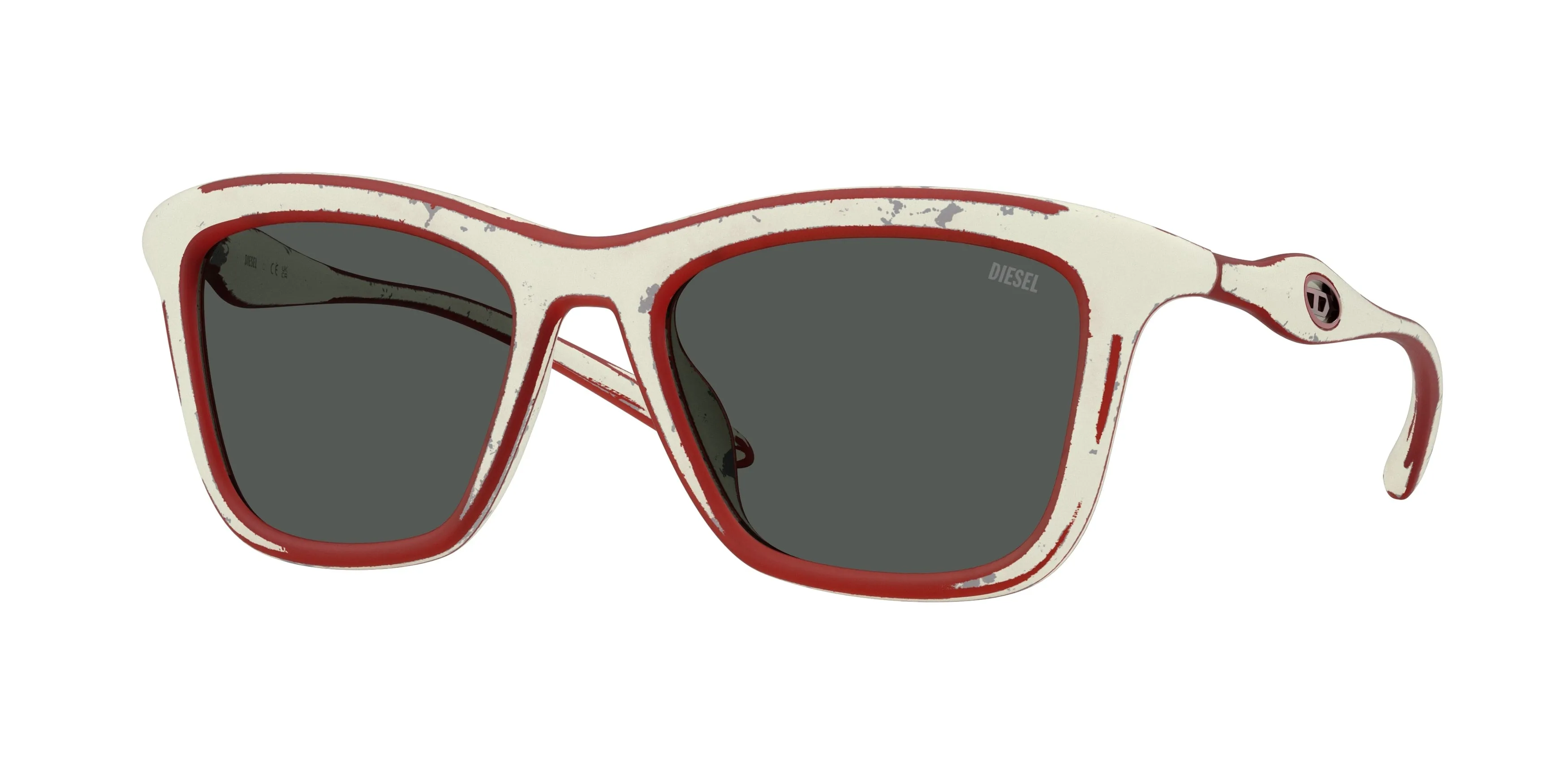 DIESEL DL3008U 201087 Occhiali da sole Iniettato Bianco Grigio Squadrata Normale - immagine 1