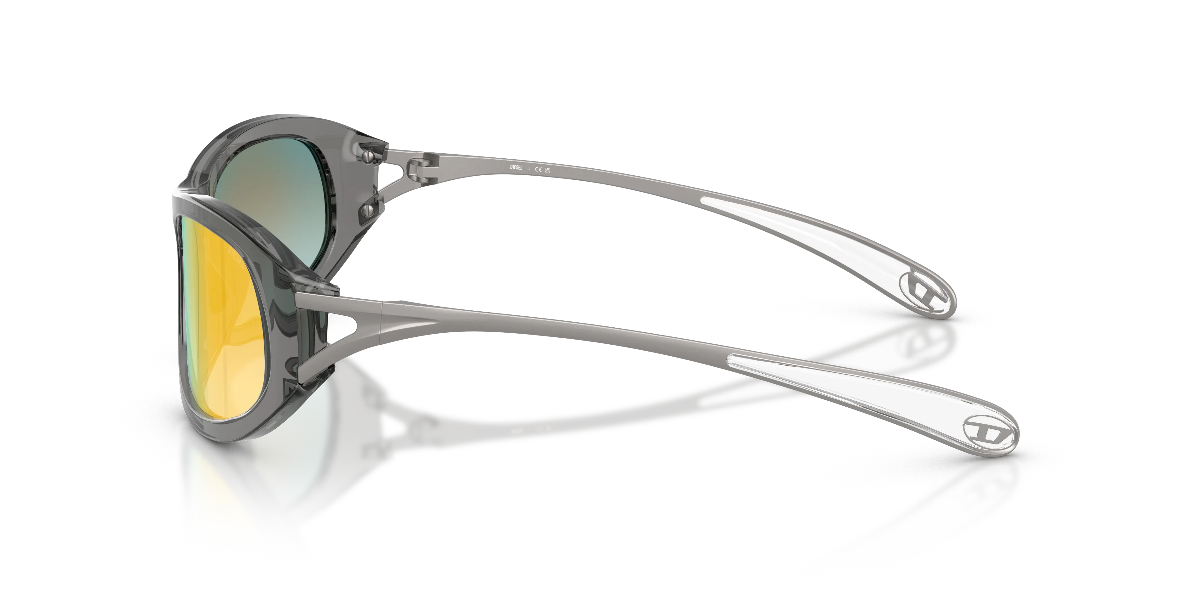 DIESEL DL2007U 2027B6 Occhiali da sole Acetato Grigio Marrone Cat Eye Normale Specchiato - immagine 4