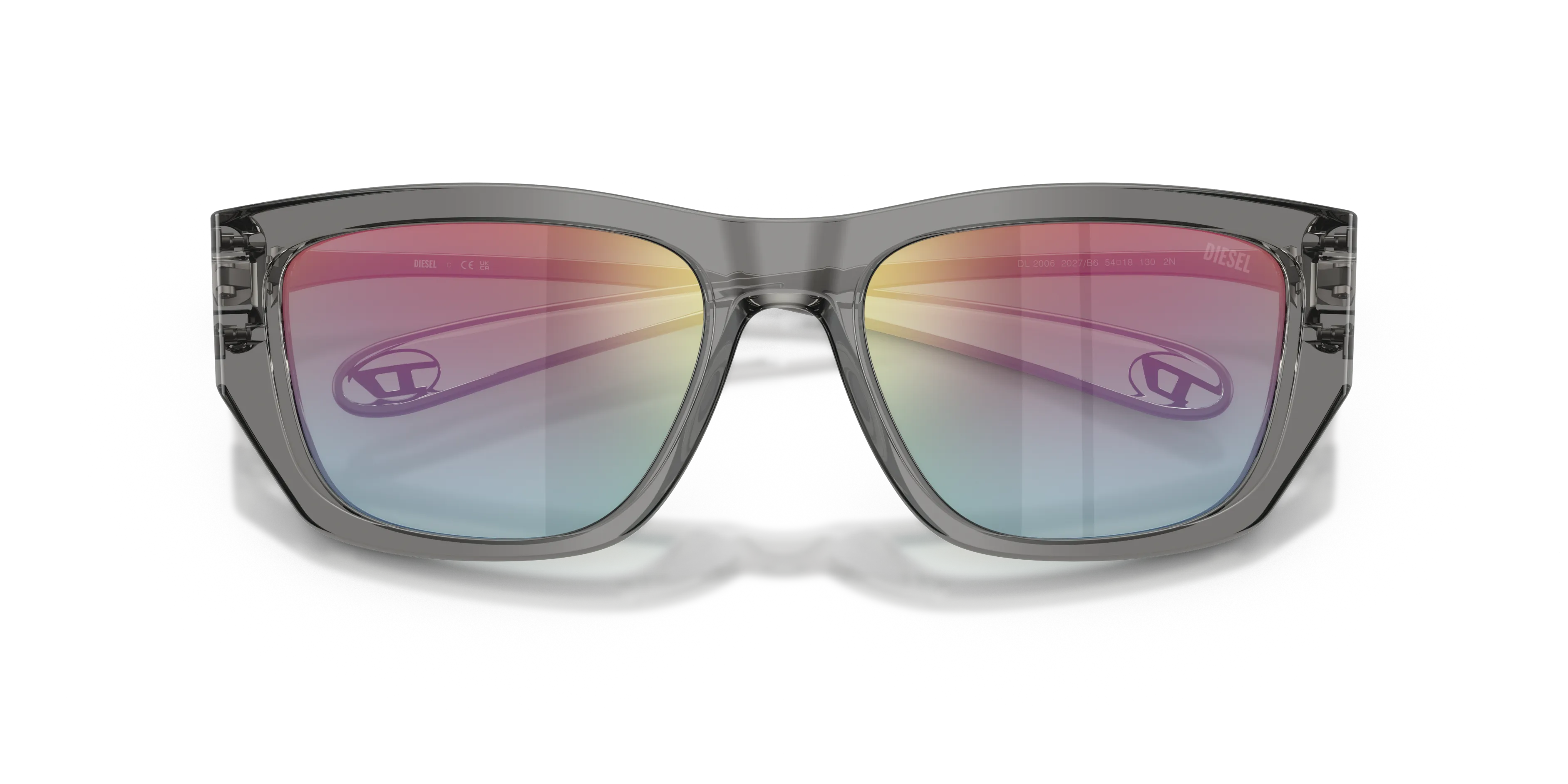 DIESEL DL2006 2027B6 Occhiali da sole Acetato Grigio Marrone Squadrata Normale Specchiato - immagine 2