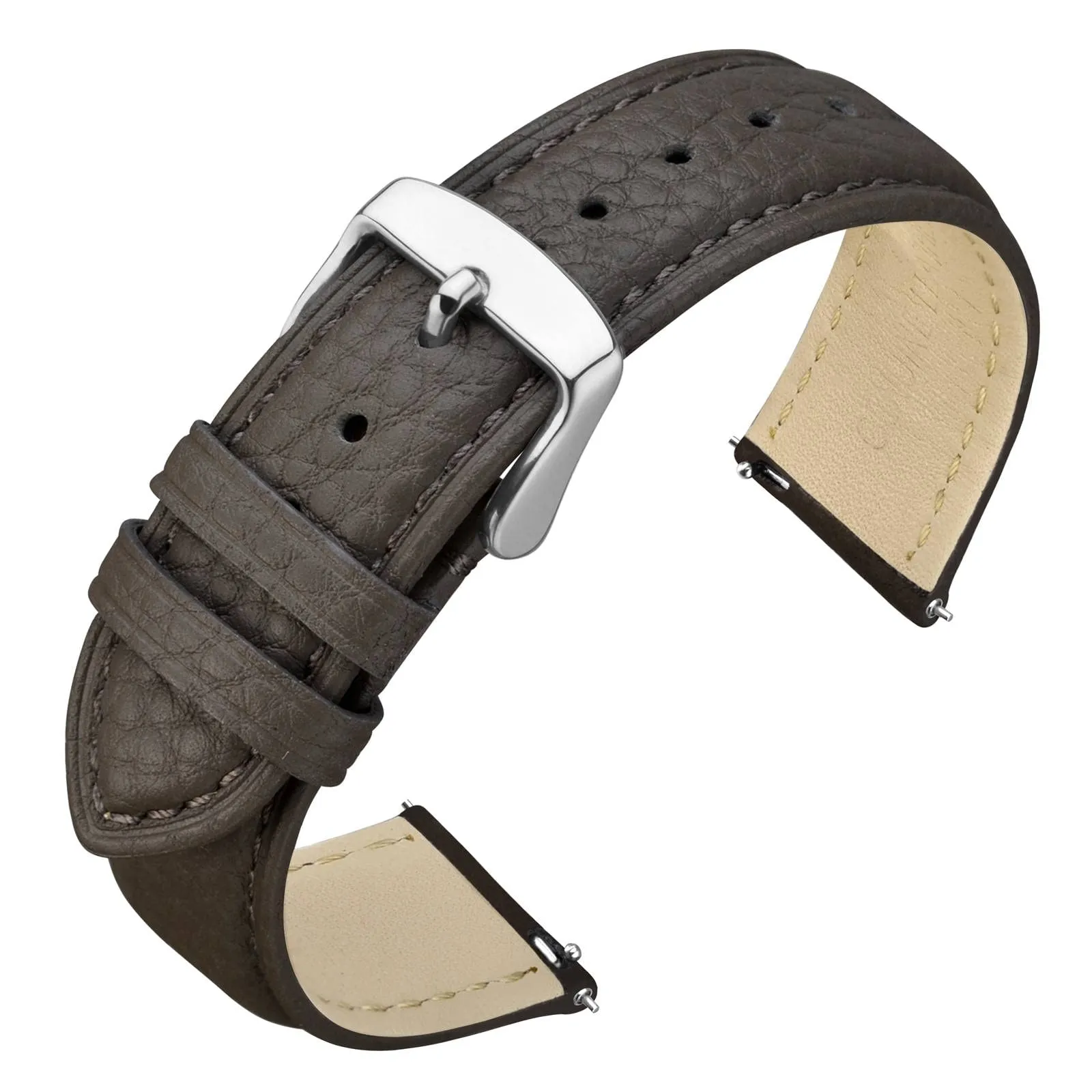 ANNEFIT Cinturino 22mm, Cinturini di Ricambio per Uomo e Donna, Imbottito Testurizzato Pelle a Sgancio Rapido (Grigio Scuro) - immagine 1